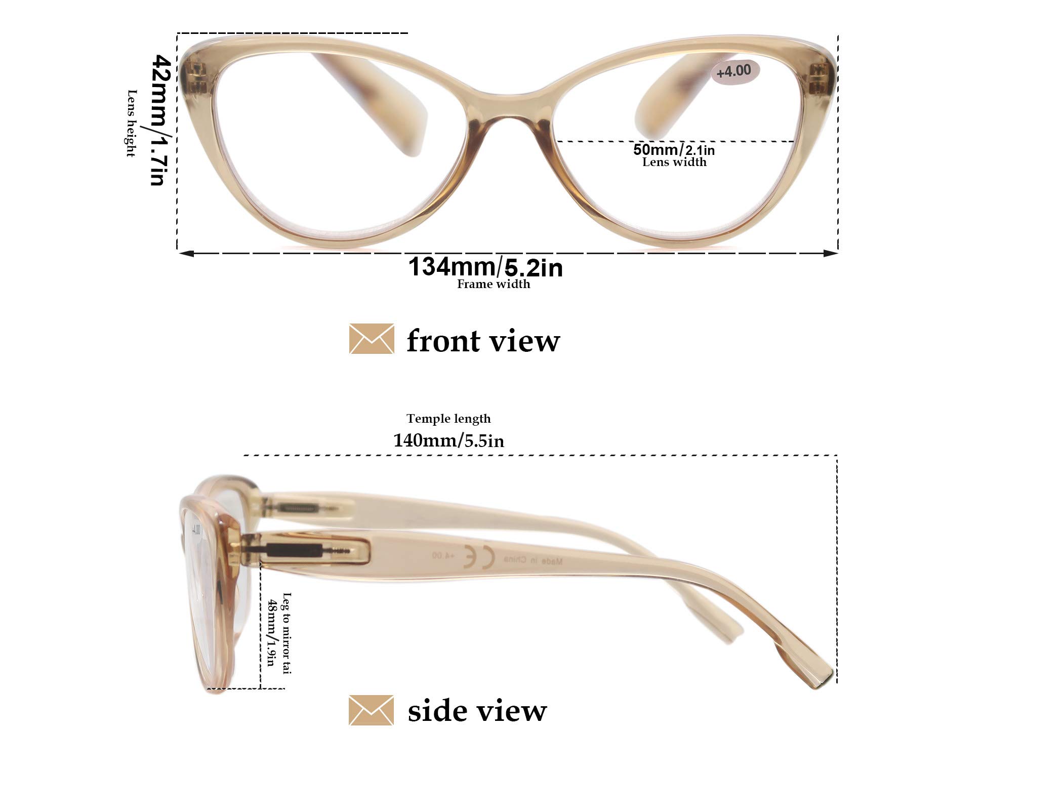 Stylish Women's Reading Glasses - 4 Pack Colorful Lightweight Readers with Comfortable Spring Hinges | Perfect for Reading, Working, and Everyday Use