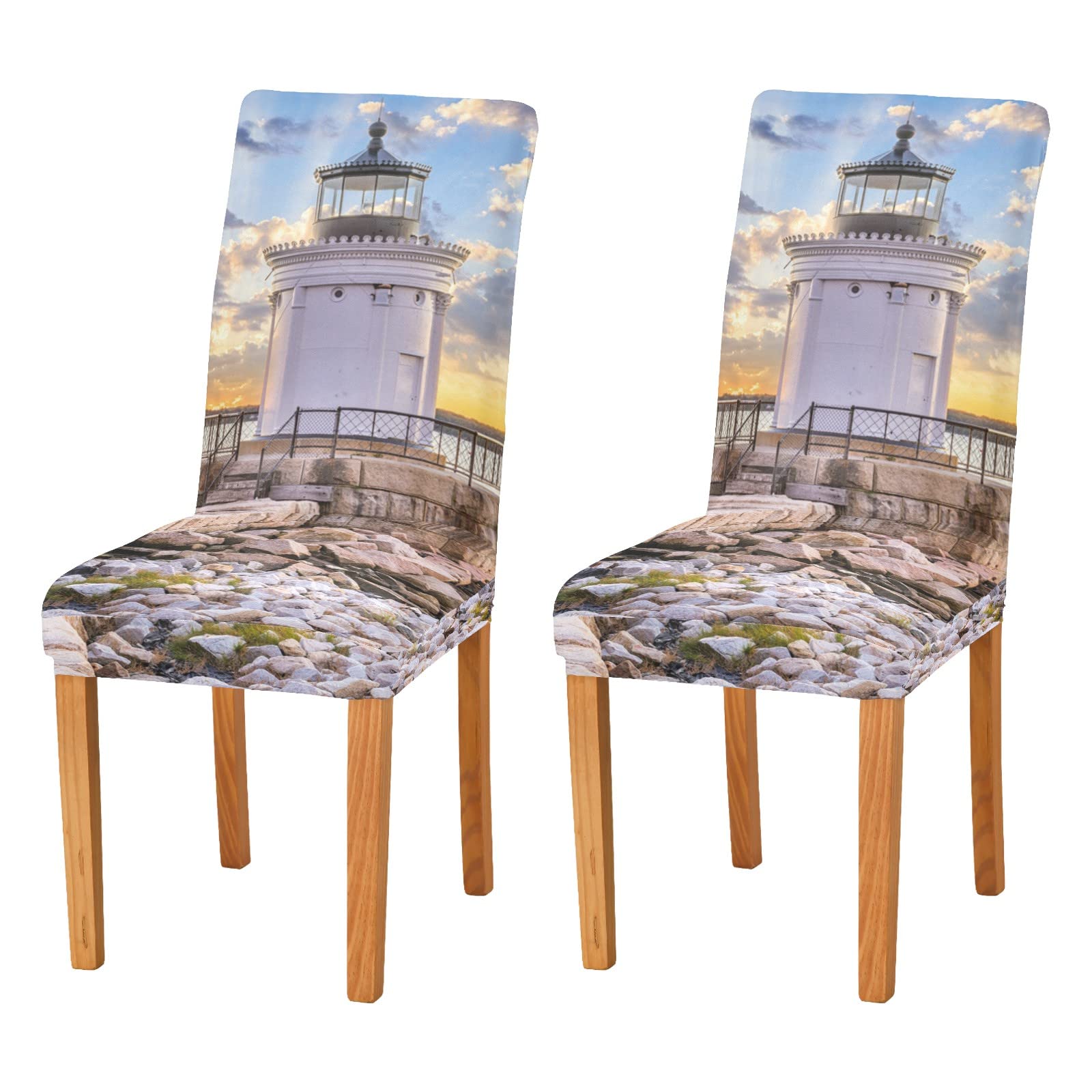 ALAZA Stretch Dining Chair Covers - 4-Piece Set for Formal Dining, Weddings & Events - Elastic Spandex Chair Protectors Fits Most Chairs - Perfect for Home, Restaurant & Party Decor (South Portland, Maine USA)