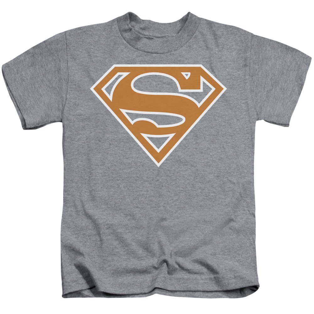 Superman Burnt Orange & White Shield Graphic Unisex Youth T-Shirt for Boys and Girls - Perfect for School, Parties, and Superhero Costumes