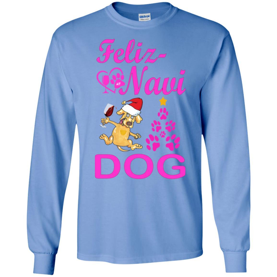 Feliz Navi Dog Christmas Long Sleeve Cotton T-Shirt for Women - Soft Holiday Graphic Tee - Perfect for Gifts, Parties & Festive Outfits