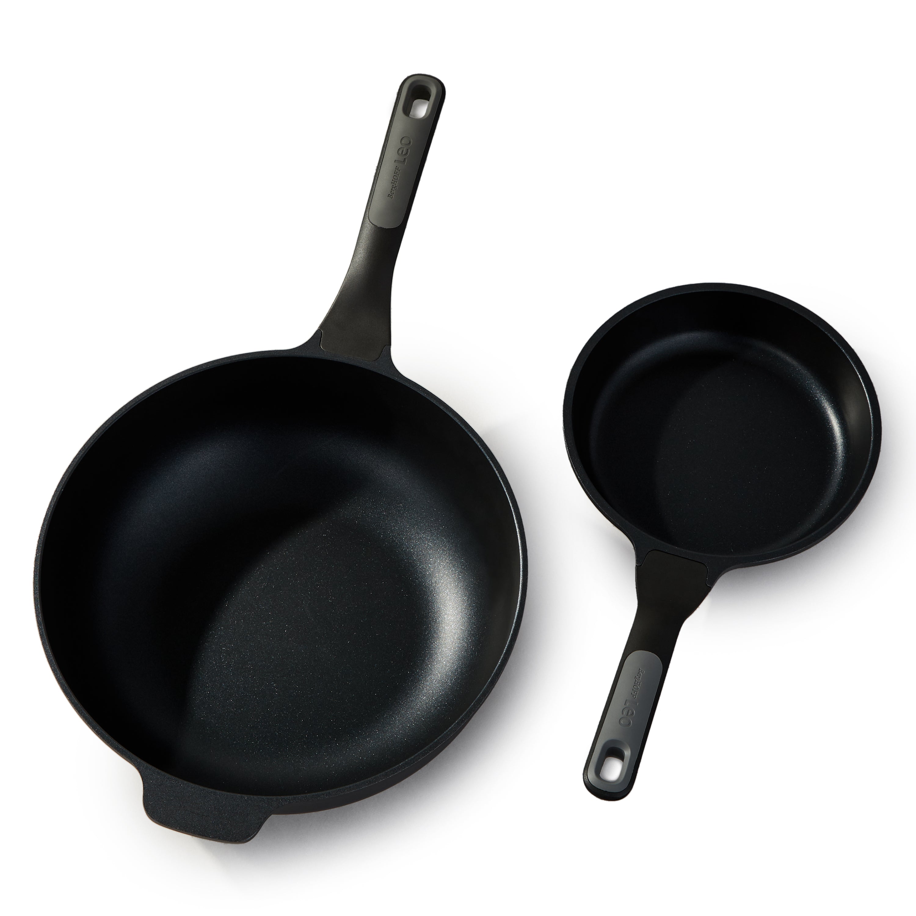 BergHOFF Leo Stone+ 2-Piece Nonstick Ceramic Stir Fry Pan Set - Perfect for Healthy Cooking, Sauteing & Stir-Frying at Home