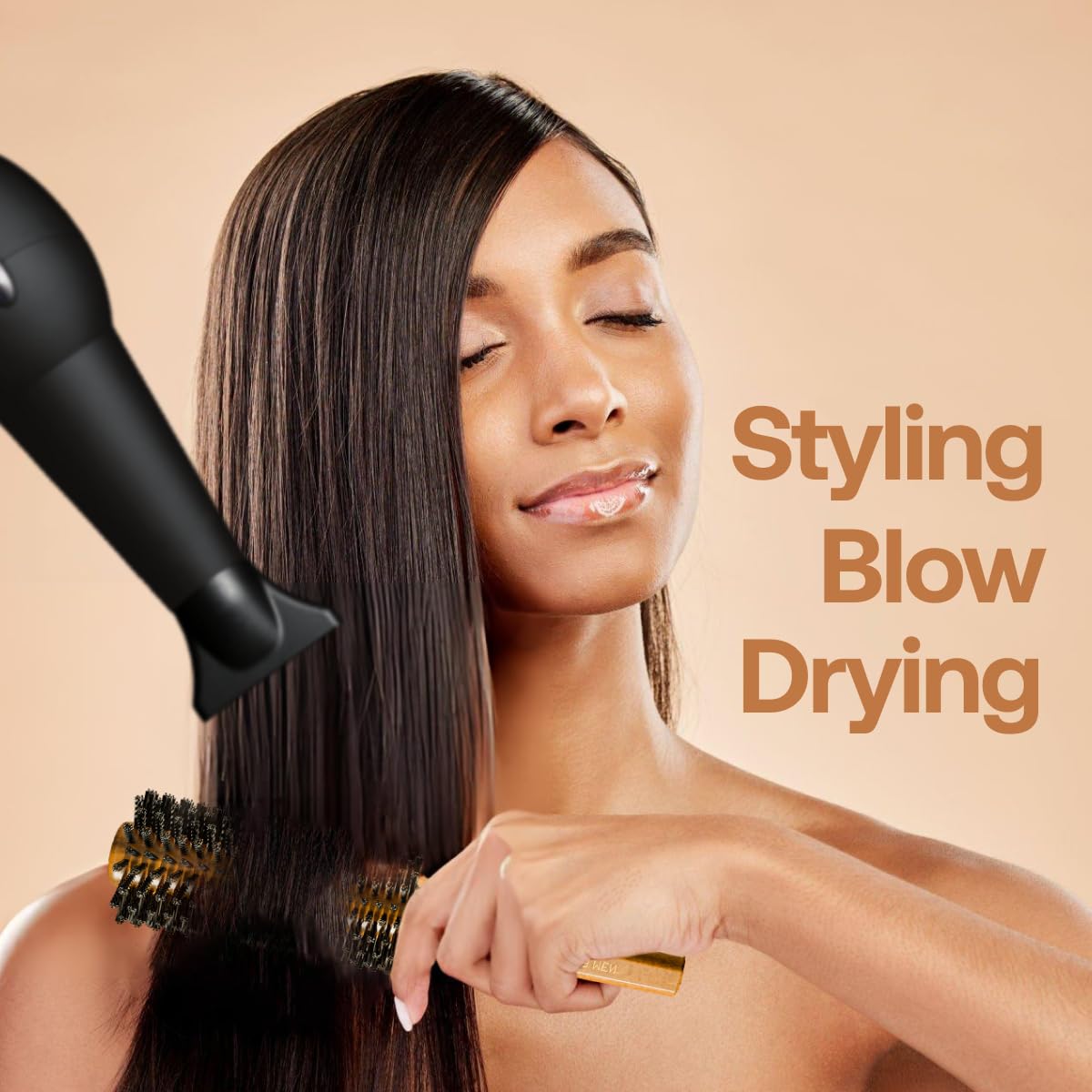 Premium Round Hair Brush Comb for Men & Women - Wooden Handle with Anti-Slip Grip & Natural Bristles | Volumizing, Straightening, Curling & Blow Drying Styling Tool | Perfect for Salon, Home Hair Care & Travel Styling