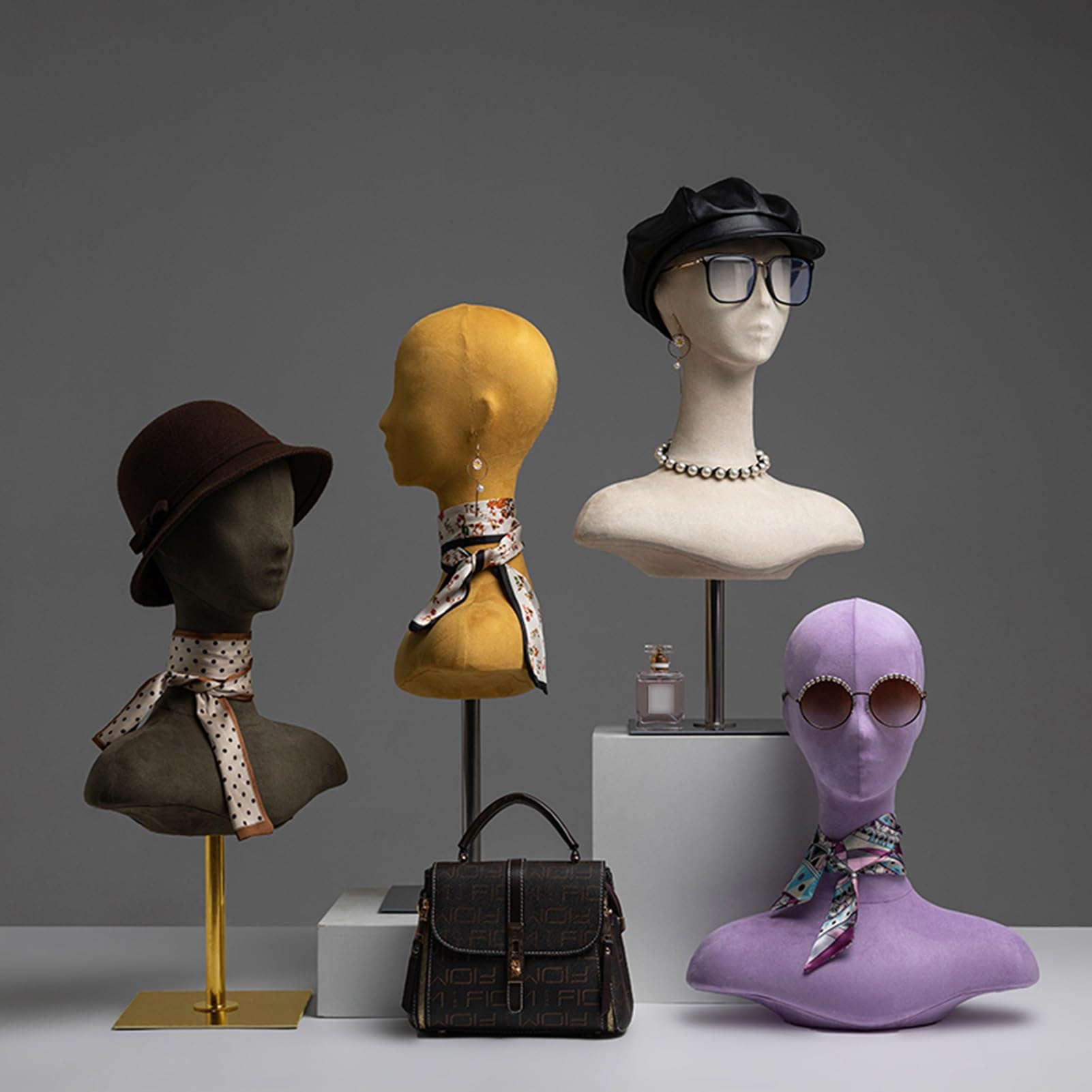 XPLKQXE Wig Display Stand - Adjustable Mannequin Head for Styling Wigs, Hats, Glasses & Hairpieces - Beige Color - Perfect for Salons, Cosplay & Home Wig Storage