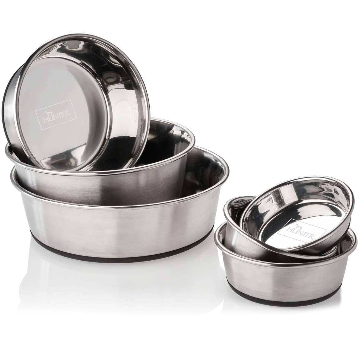 Hunter Stainless Steel Dog Bowl - 2700 ML (9.1 oz) Non-Slip Pet Food & Water Dish, Dishwasher Safe for Easy Cleaning - Perfect for Large Breed Dogs, Outdoor & Travel Use