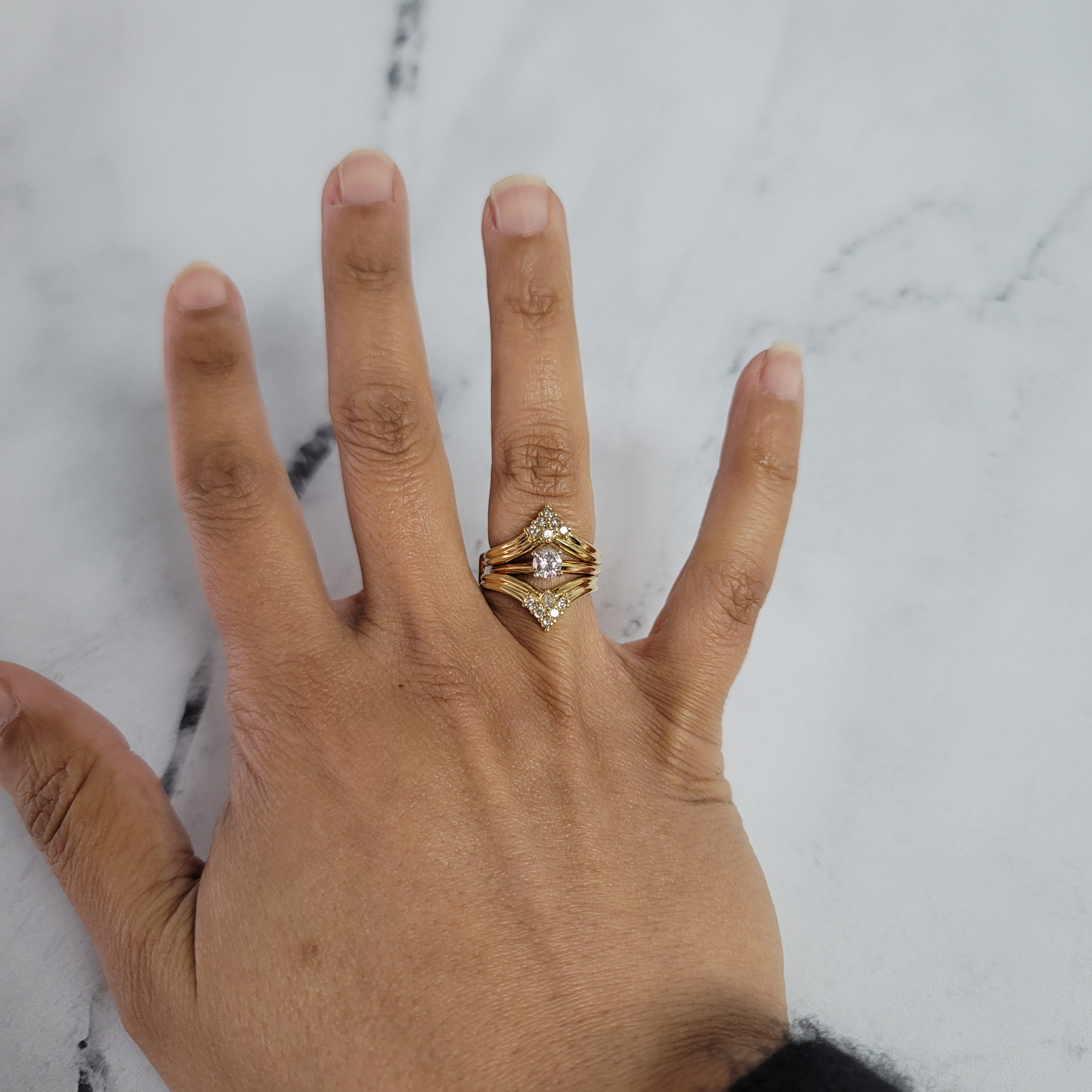 Elegant Diamond Cluster Ring Guard Enhancer - Perfect for Wedding Bands & Engagement Rings | Stackable Jewelry for Special Occasions