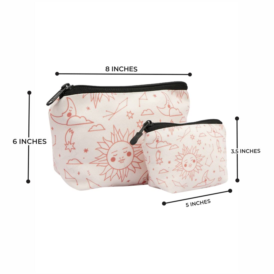 Crazyify Printed Makeup Bag Set of 2 - Waterproof Travel Cosmetic Organizer for Women | Perfect for Toiletries, Makeup Brushes & Travel Essentials | Great Gift for Her