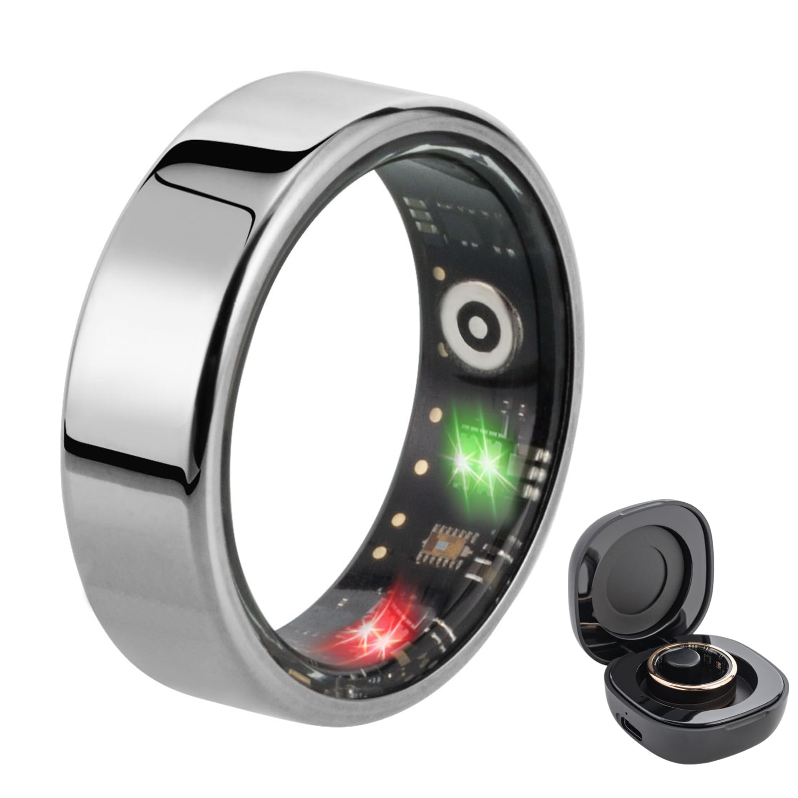 Smart Ring for Fitness Tracking - Monitor Heart Rate, Sleep, Blood Oxygen & Calories - IP68 Waterproof - No App Subscription - Silver (Size 11) | Perfect for Workouts, Sleep Analysis & Daily Health Monitoring