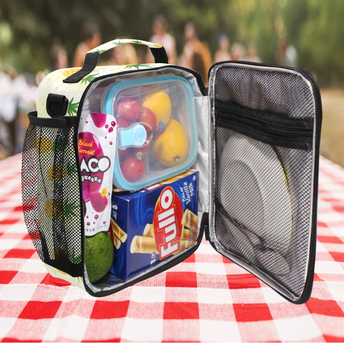 ZZXXB Insulated Pineapple Lunch Bag - Reusable Thermal Cooler Tote for Kids, Students & Adults - Perfect for School, Work, Picnics & Outdoor Travel