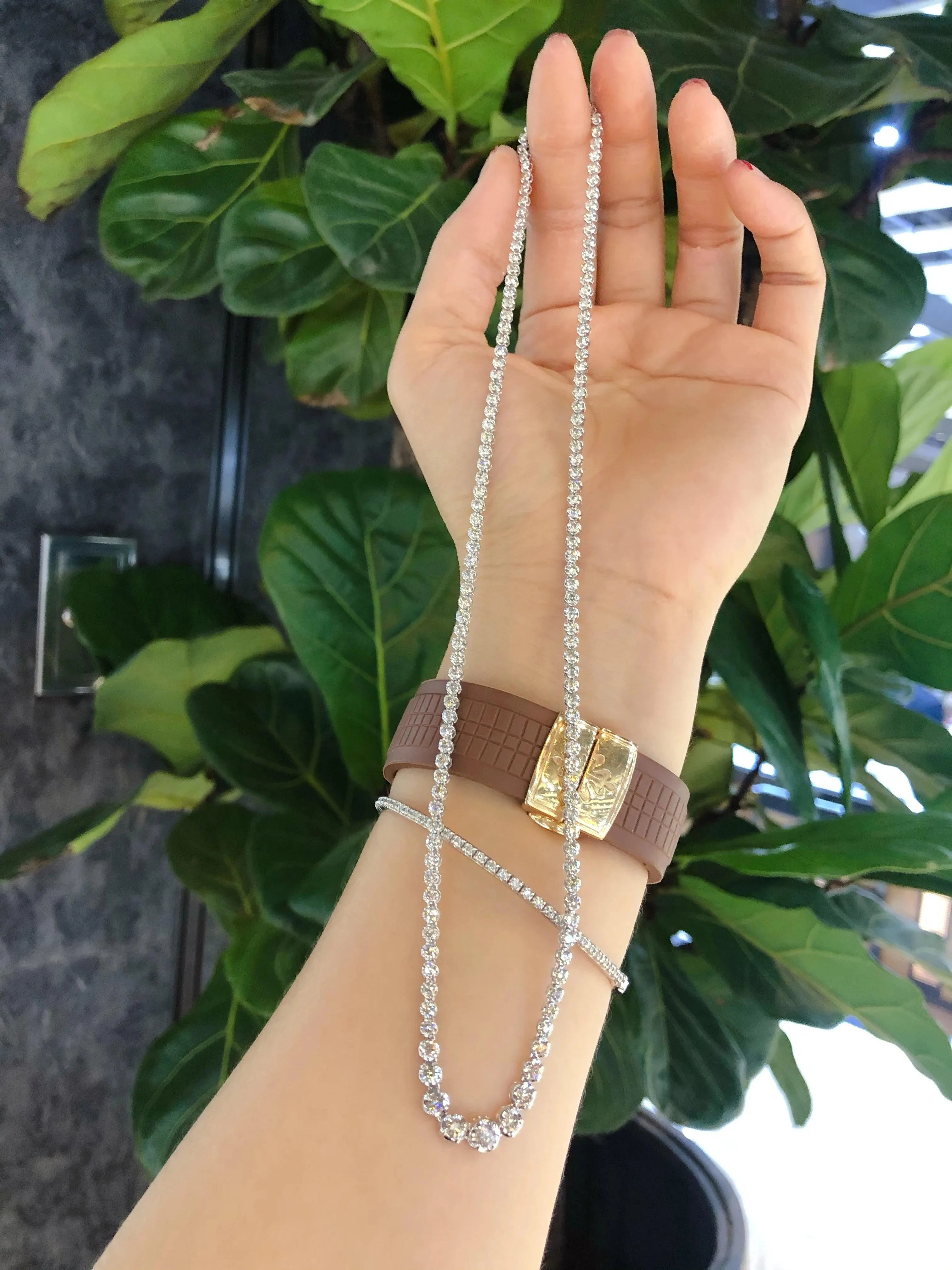 18K White Gold Real Diamond Tennis Necklace for Women - 6.0ct 42CM Luxury Jewelry Gift (Au750) | Perfect for Senior Parties, Weddings & Special Occasions
