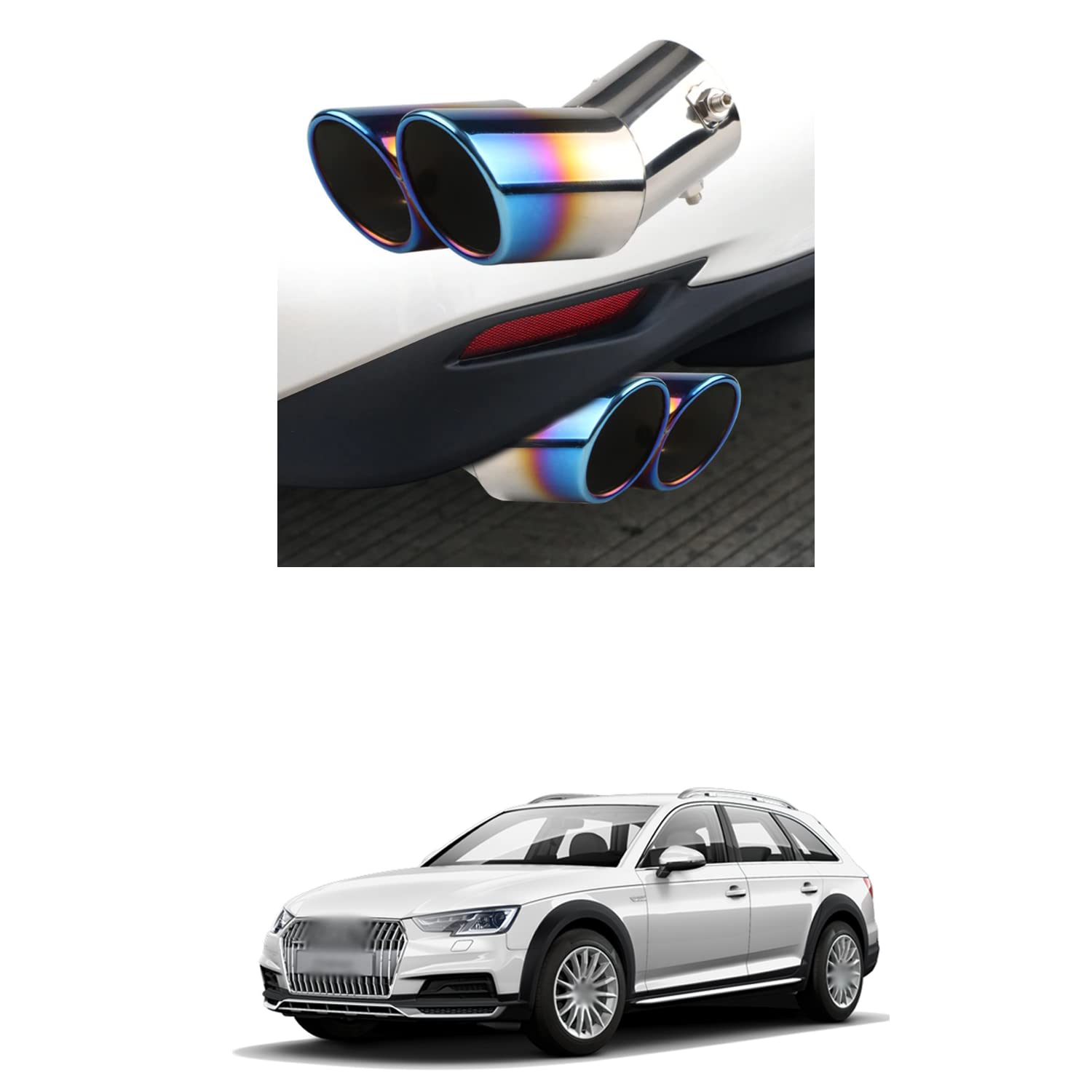 PRIKNIK Silencer Tip Exhaust Pipe - Stainless Steel Adjustable Rear Muffler Tip for Car Decoration - Compatible with 4