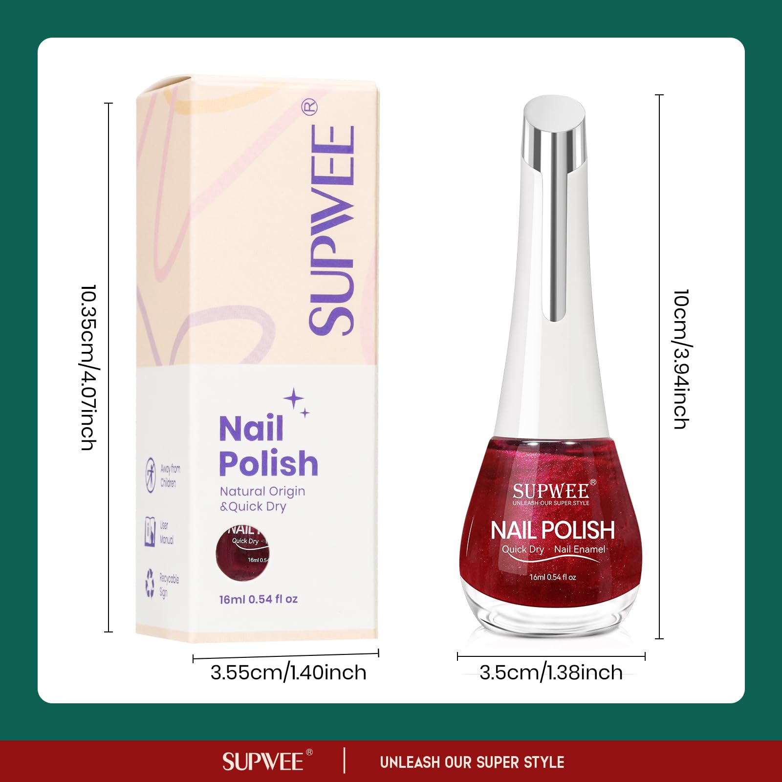 Christmas Red Nail Polish Set - Quick Dry Burgundy Shimmer Nail Lacquer with Iridescent Finish, Beginner-Friendly DIY Manicure Kit for Fingers & Toes (16ml/0.54fl oz) - Perfect for Holiday Parties, Gift Giving & Festive Nail Art