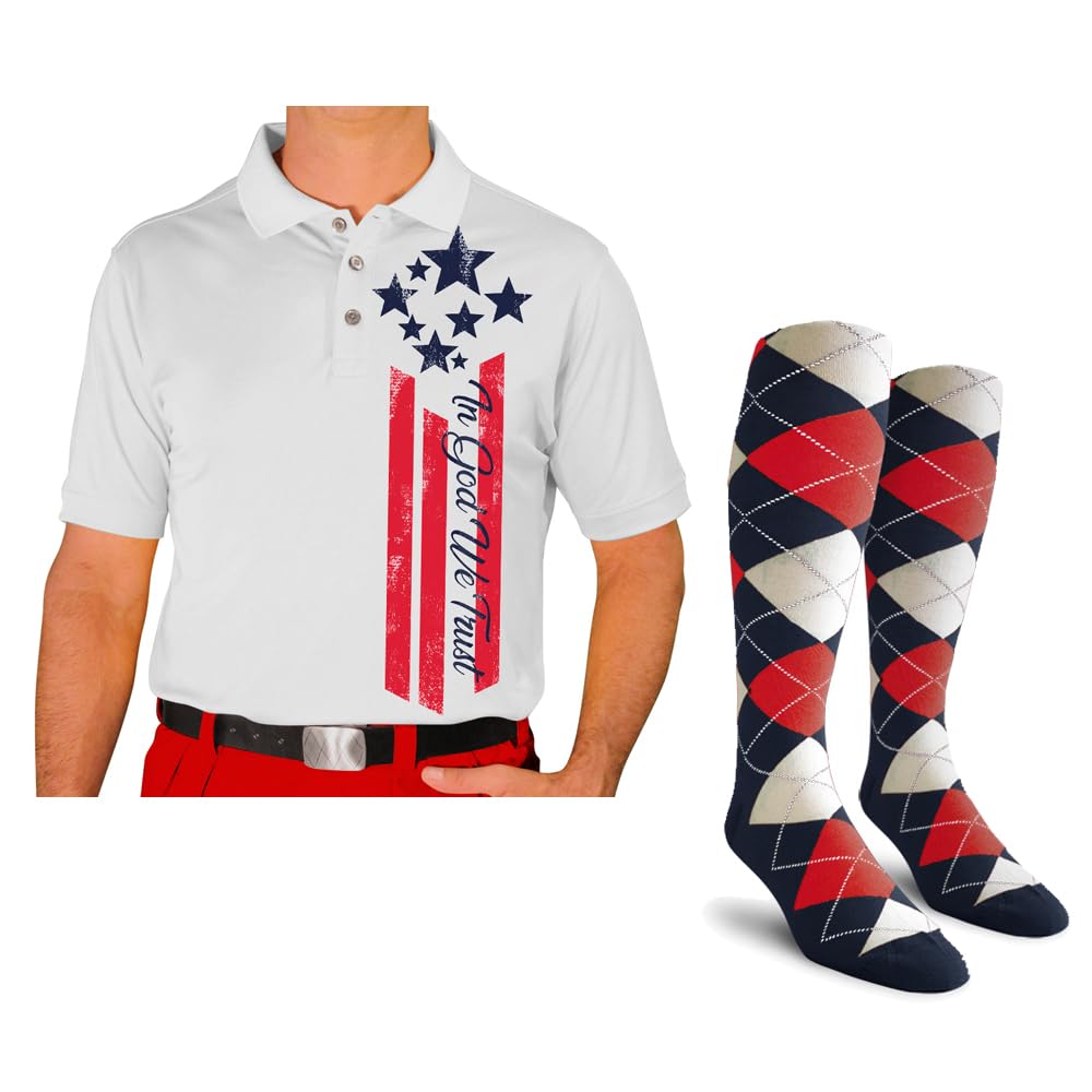 Men's Homeland Golf Shirt with Socks - Breathable Performance Polo for Golfing & Casual Wear - Perfect for Golf Courses, Weekend Outings & Office Casual Fridays