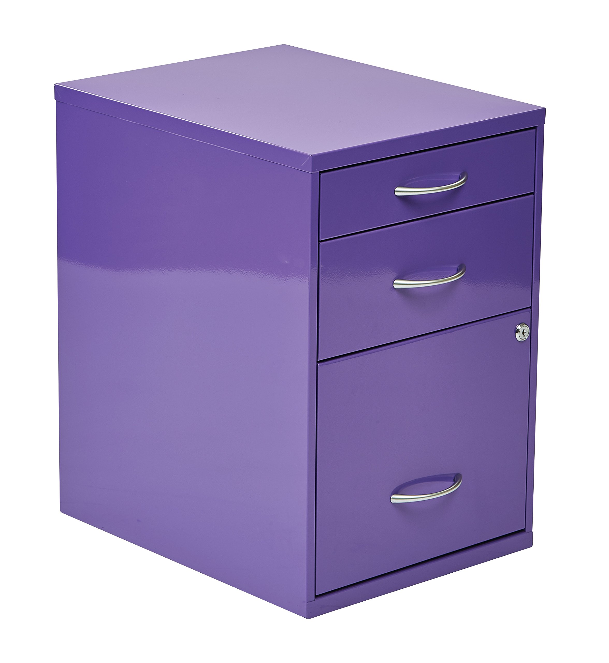 Heavy Duty 3-Drawer Metal File Cabinet for Office - OSP Home Furnishings HPB Purple File Storage Cabinet for Documents & Office Supplies | Perfect for Home Office, School, and Business Organization