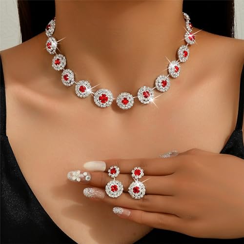 H: red necklace earrings set