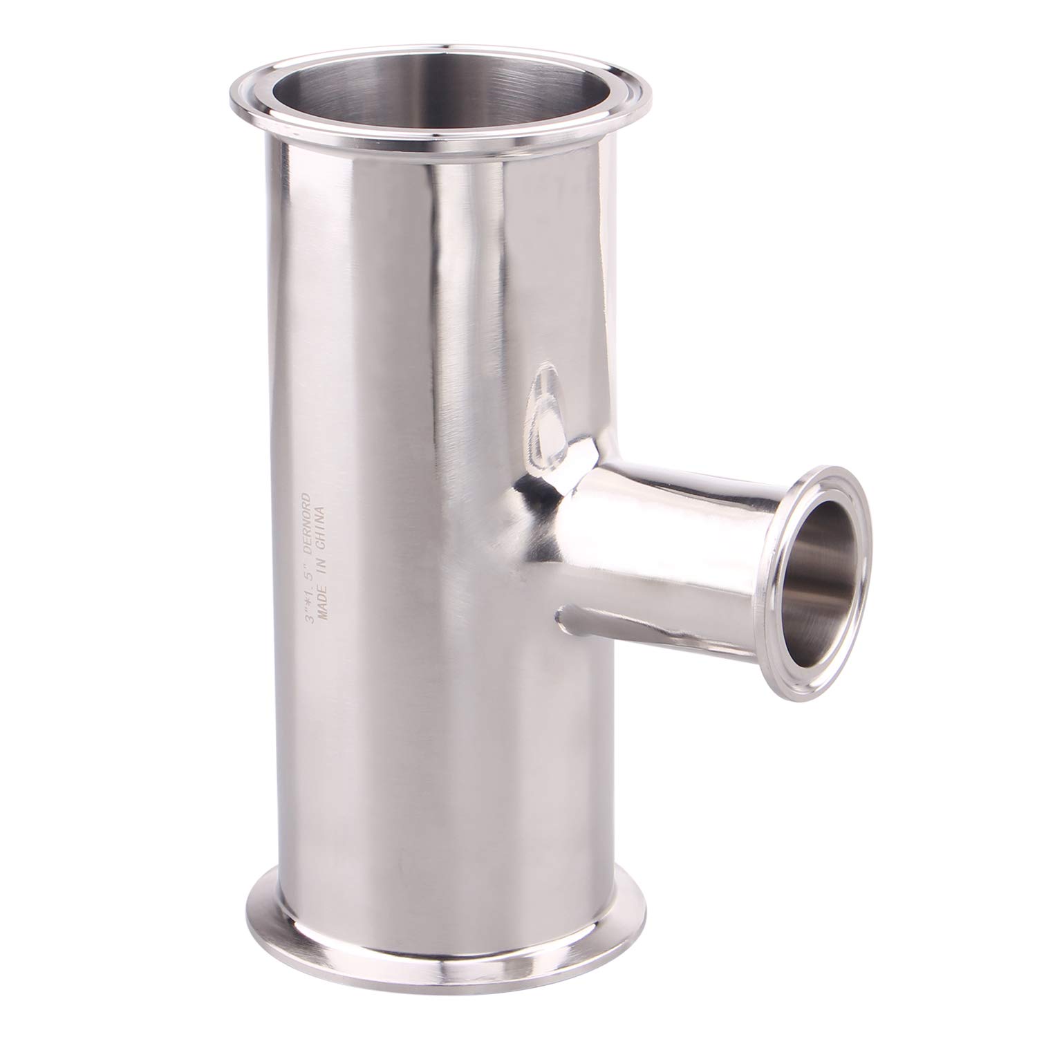DERNORD 3-Way Reducing Clamp Tee - 304 Stainless Steel Sanitary Fitting (3