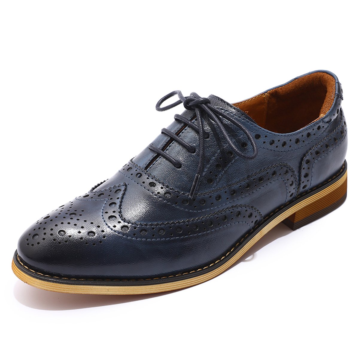 **Women's Leather Perforated Wingtip Oxford Shoes – Stylish Lace-Up Brogue Shoes for Ladies | Perfect for Office, Casual Wear & Special Occasions**