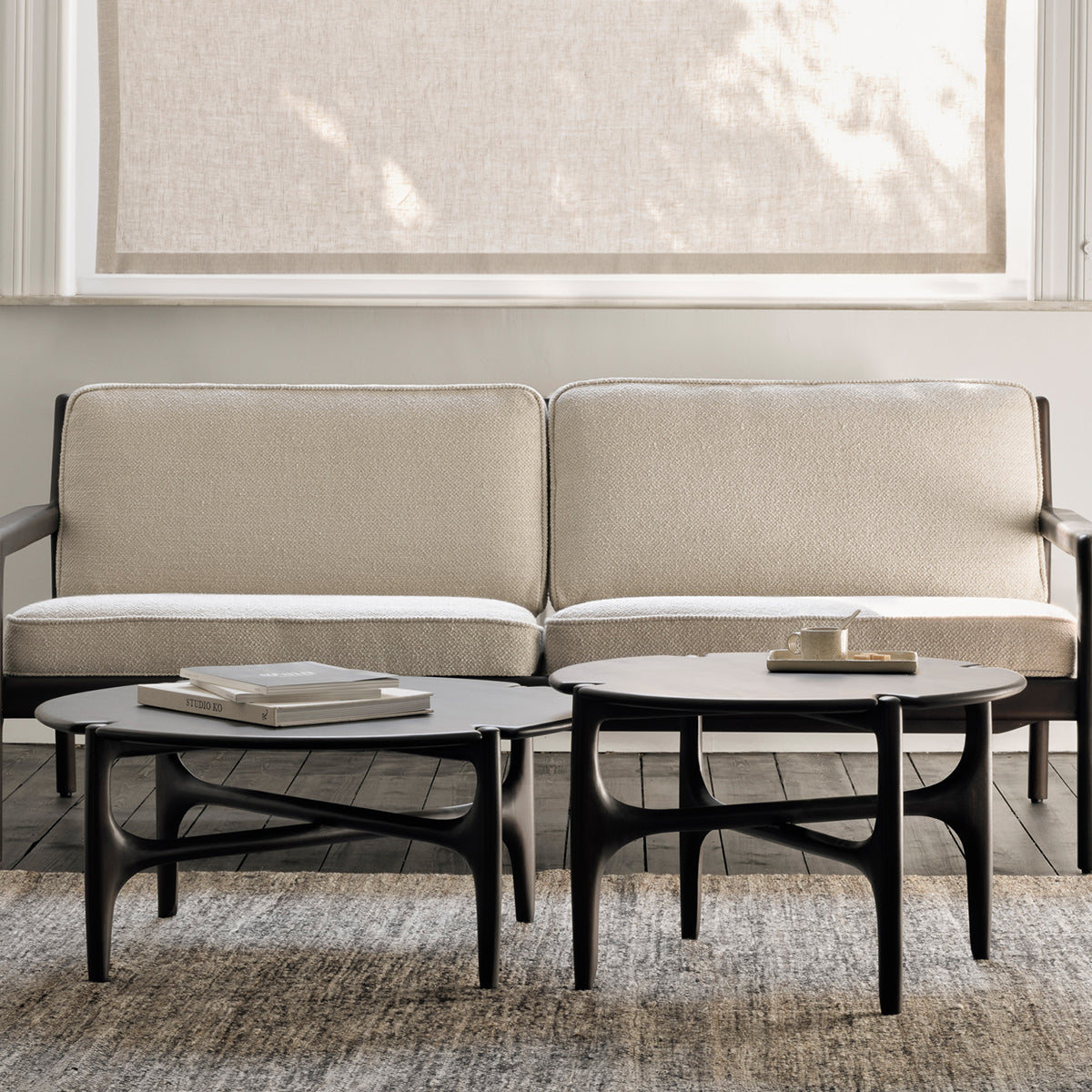 Jack Fabric 3-Seater Sofa - Dark Brown Mahogany & Ivory Upholstery | Modern Living Room Furniture for Home, Office & Lounge Comfort