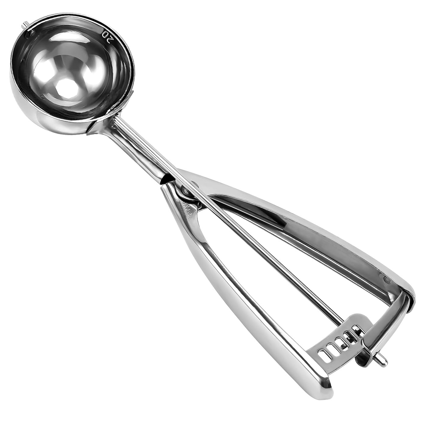 Large 3 Tbsp Cookie Scoop for Baking - 18/8 Stainless Steel Cookie Dough Scoop with Secondary Polishing (2 3/32 inches / 53 mm Ball) - Perfect for Cookies, Cupcakes & Uniform Baking Portions