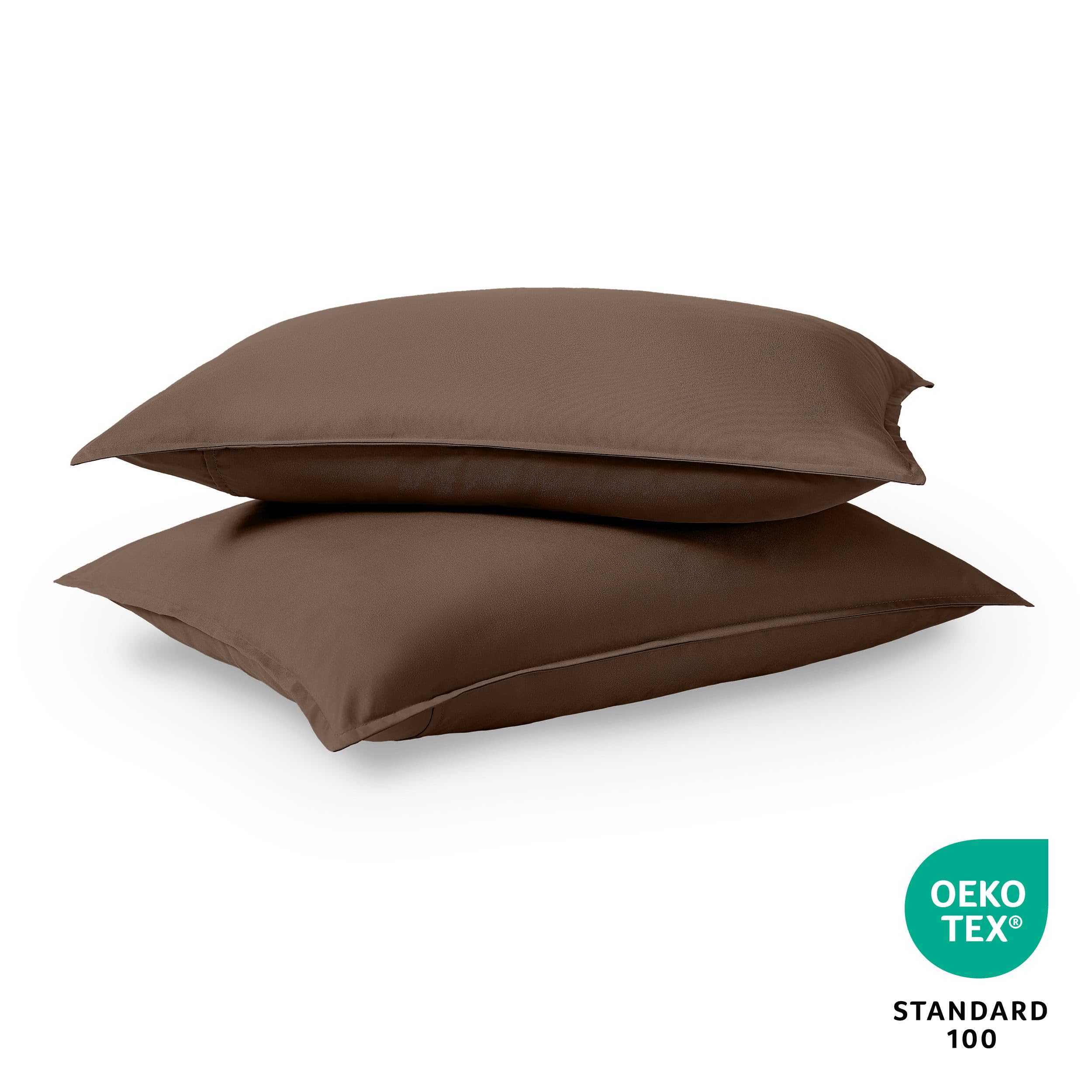 Bare Home Standard Pillow Sham Covers - Set of 2 - Premium 1800 Ultra-Soft Microfiber - Double Brushed - Bed Pillow Shams for Queen/King Size (Pillows Not Included) - Cocoa - Perfect for Bedroom Decor, Guest Room & Luxury Hotel Style