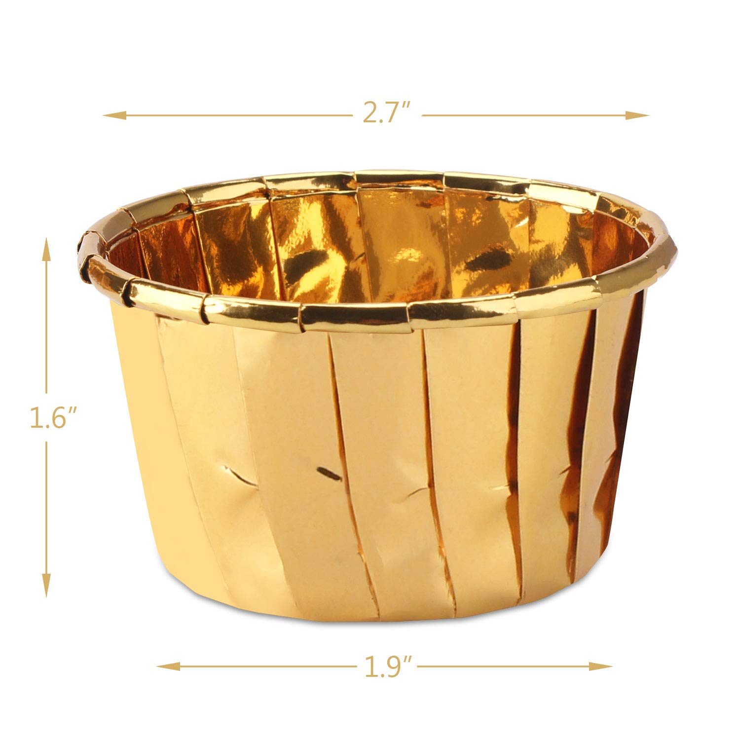 EUSOAR 50-Pack Gold Cupcake Baking Cups, 3.5 Oz Disposable Foil Muffin Liners - Premium Aluminum Ramekin Holders for Perfect Cupcakes & Muffins - Ideal for Birthday Parties, Weddings & Holiday Baking