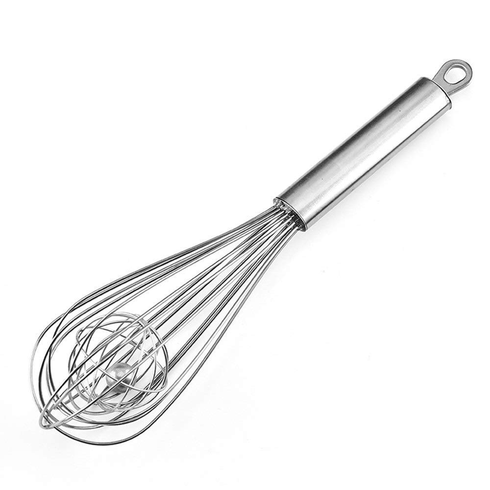 Premium Stainless Steel Milk Frother & Egg Whisk with Rolling Ball - Handheld Mixer for Coffee, Baking, Cooking - Perfect for Cappuccino, Latte, Pancake Batter & Salad Dressing