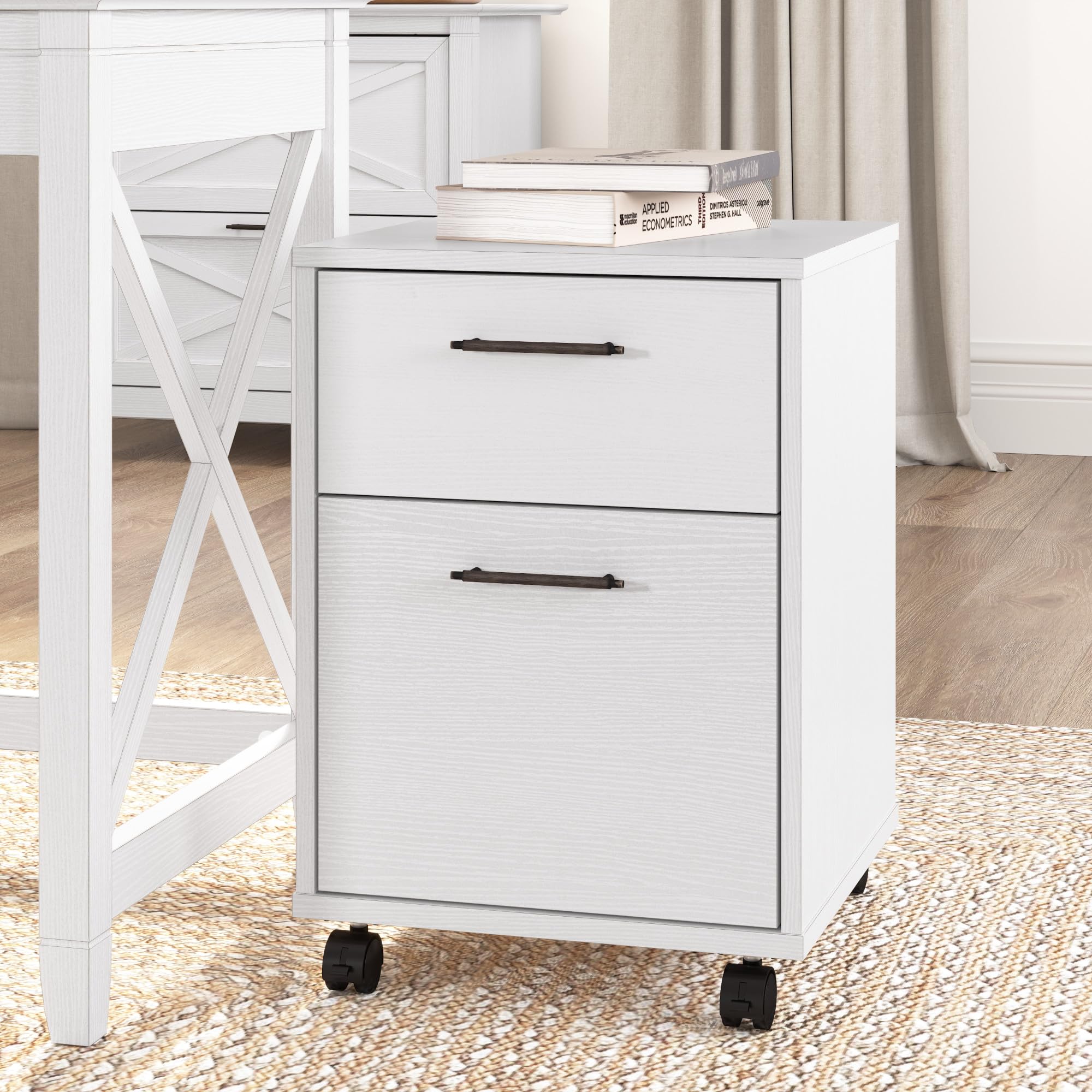 Bush Furniture Key West 2-Drawer Mobile File Cabinet - Rolling Office Storage Cabinet for Home & Workspace | Perfect for Organizing Documents in Small Spaces & Mobile Workstations