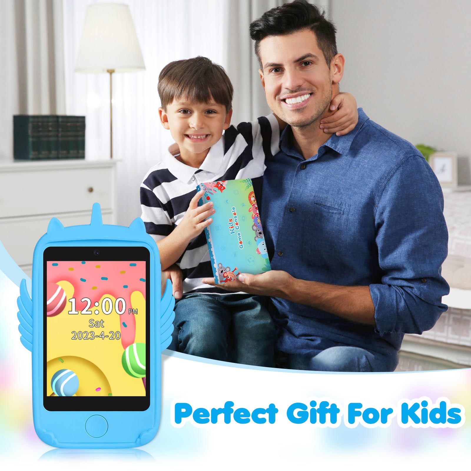 Interactive Learning Smartphone Toy for Kids - Touchscreen Educational Phone with Games for Boys & Girls Ages 3-10 | Perfect Christmas & Birthday Gift (Blue) | Pretend Play, Early Learning & Travel Entertainment
