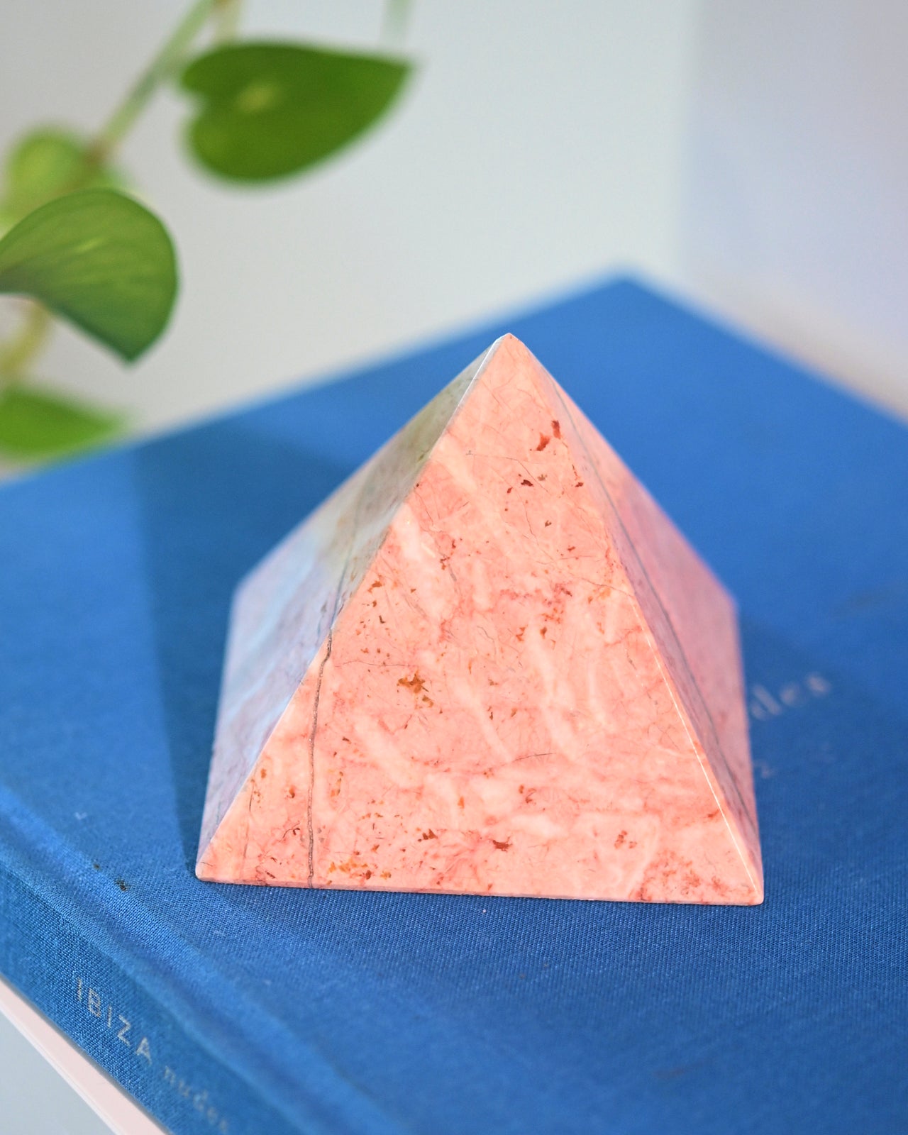 4 Inch Pink Marble Pyramid - Elegant Home Decor for Shelf, Desk & Meditation Space | Feng Shui Crystal Gift for Office & Living Room