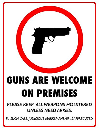 Guns Welcome On Premises Sign - Gun Rights & 2A Support Metal Plaque - Perfect for Gun Shops, Ranges & Pro-2A Businesses