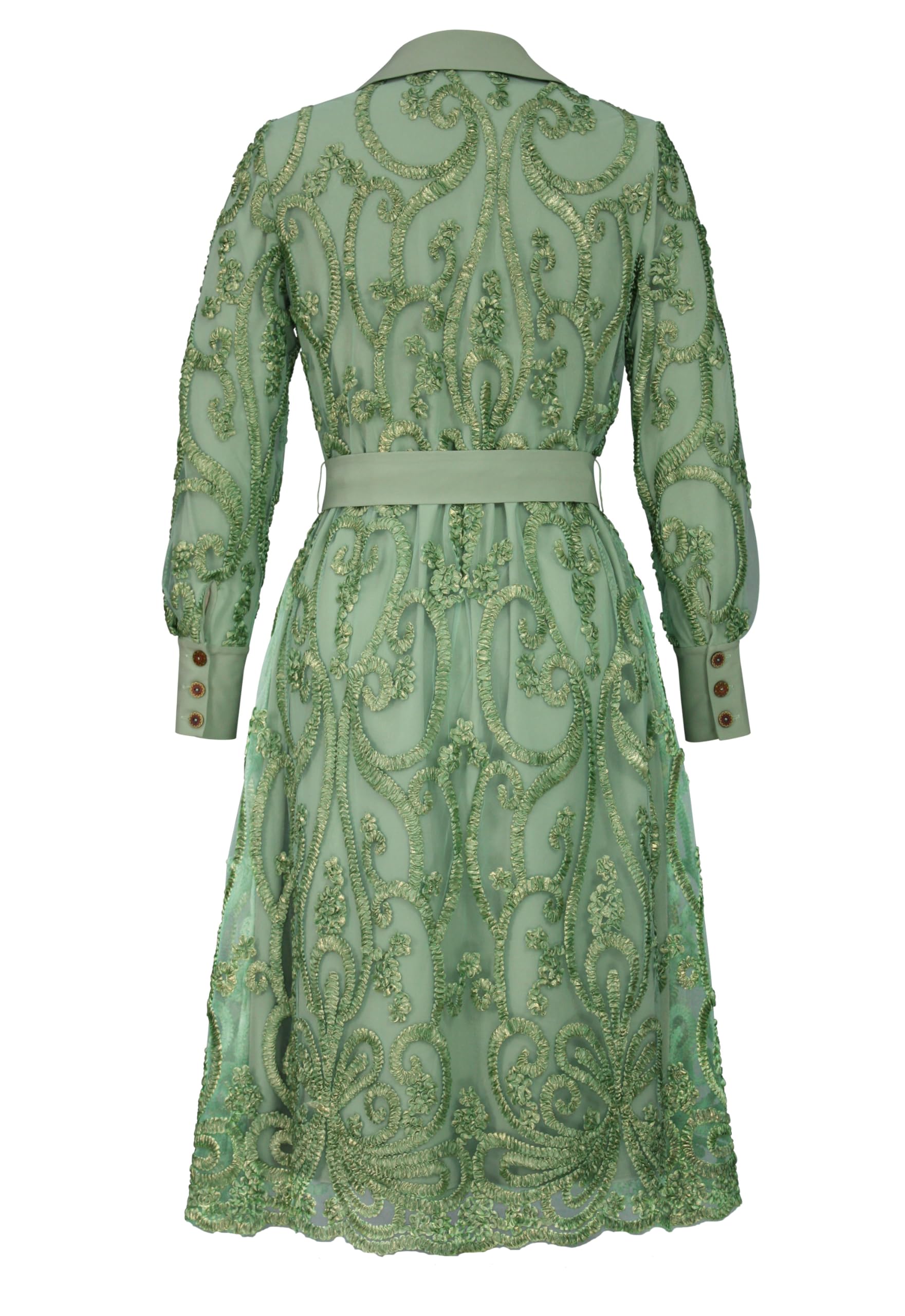 CHIC STAR Women's Soutache Embroidery Shirt Dress - Elegant Floral Embroidered Tunic Top with V-Neck for Casual Wear, Office & Special Occasions
