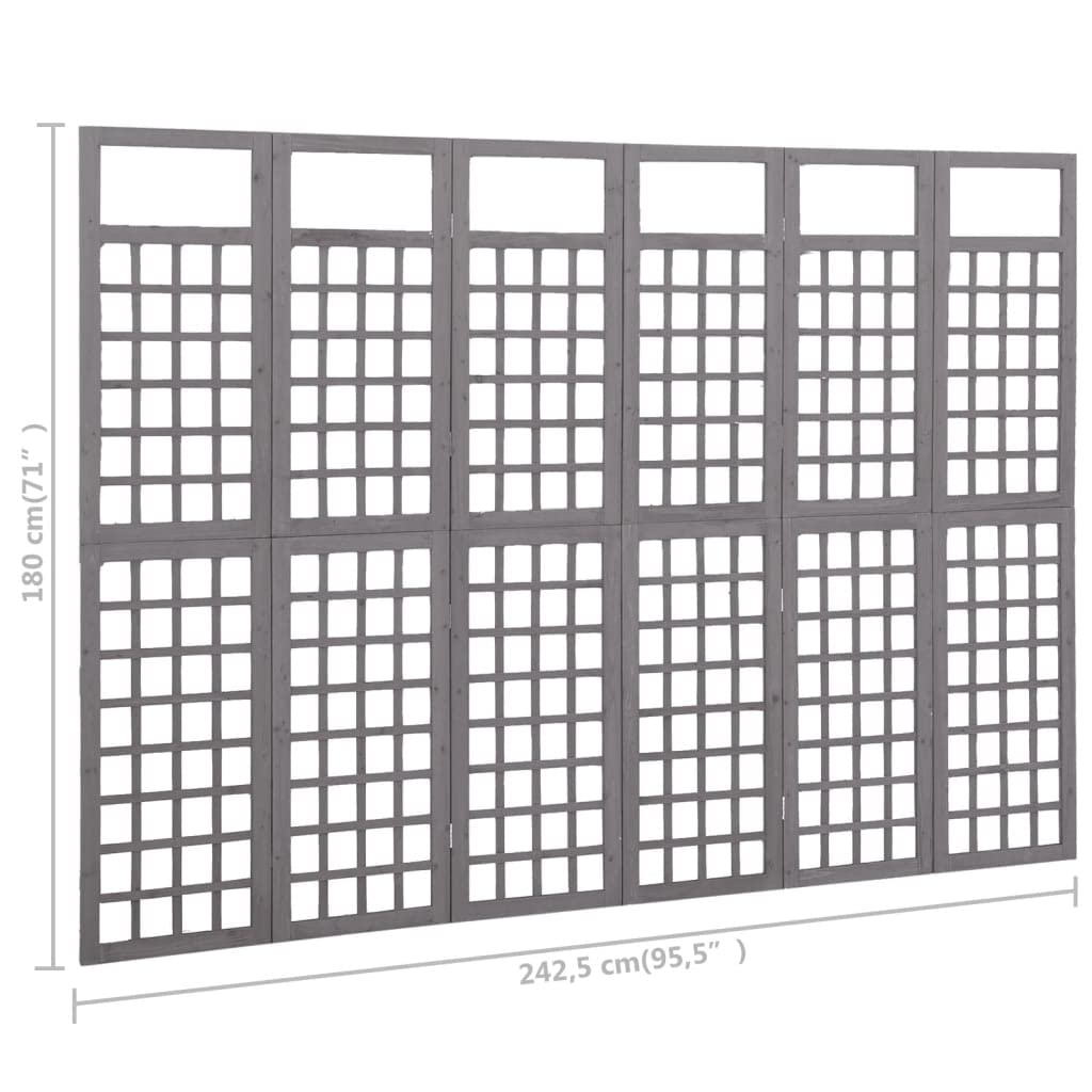 CHARMMA 6-Panel Solid Fir Wood Room Divider Screen - 95.5