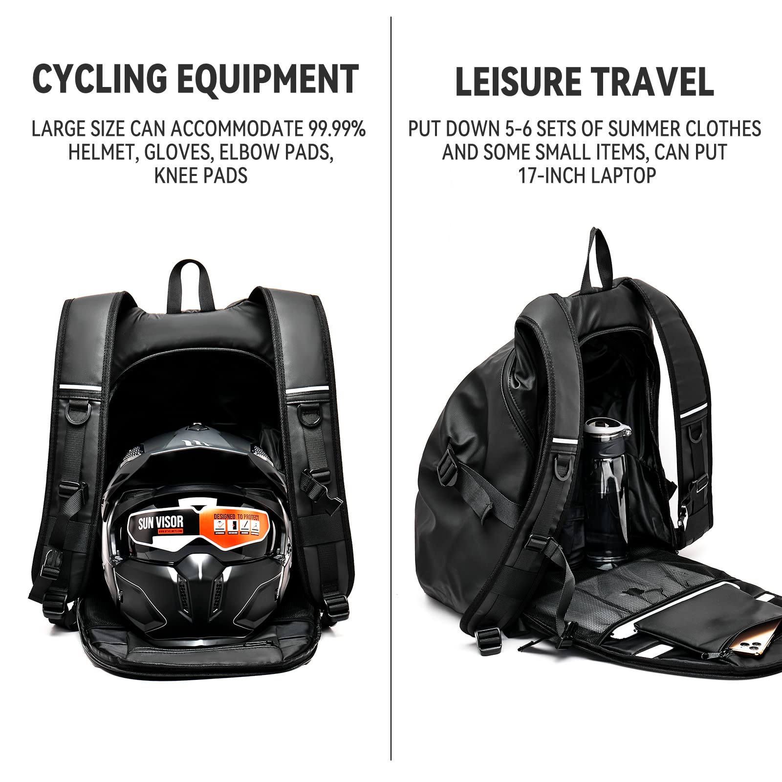 Waterproof Motorcycle Backpack for Men - Durable Helmet Storage Travel Backpack | Motorcycle Riding Gear & Commuter Accessories for Adventure & Daily Use