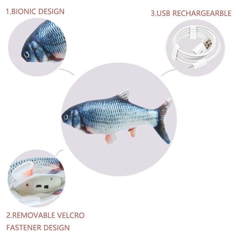 Interactive Electric Flipping Fish Cat Toy - Automatic Moving Kitten Plaything with Realistic Motion & Catnip - Perfect for Playtime, Exercise & Boredom Relief for Indoor Cats