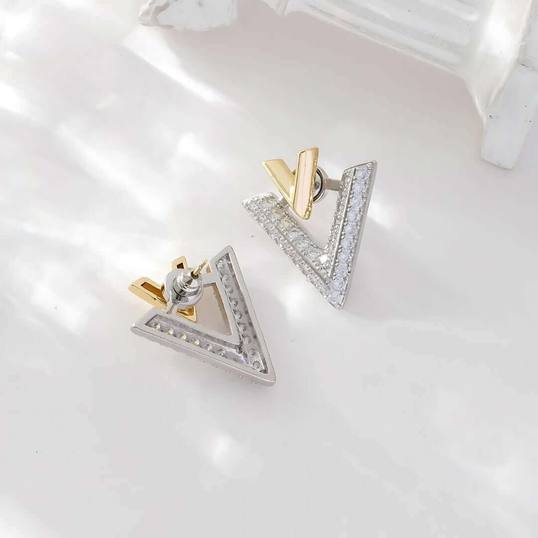 2-Way Essential V-Shaped Chevron Front & Back Ear Jacket Earrings | EH96 | Perfect for Parties, Weddings & Everyday Fashion Accessories