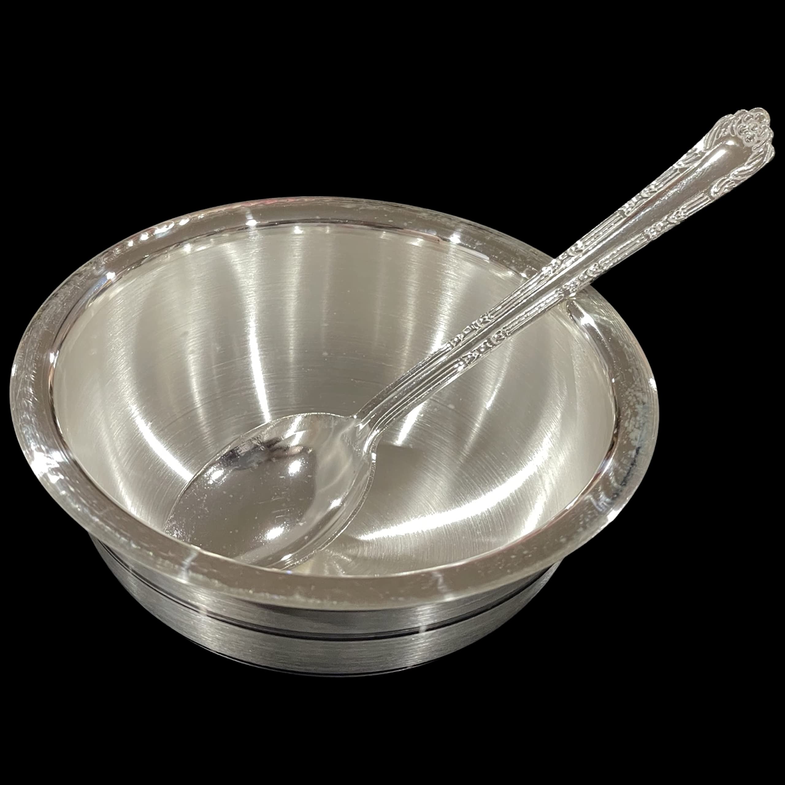 999 Pure Silver 3.75 Inch Bowl & Spoon Set - Elegant Dining Gift for Special Occasions, Perfect for Wedding, Anniversary & Luxury Home Decor