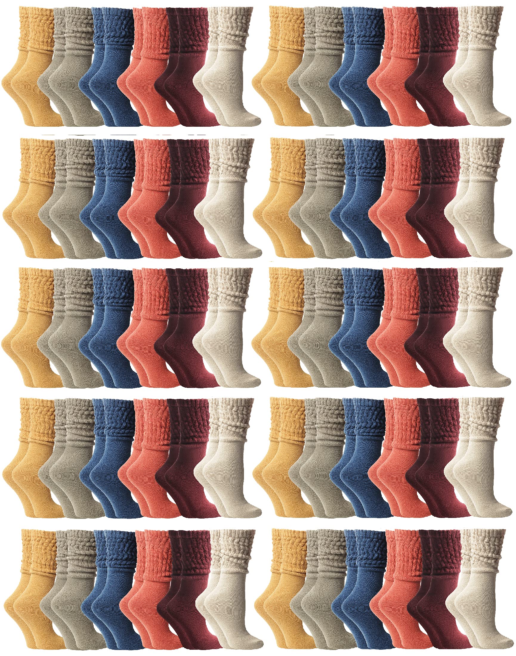 60 Pack Yacht & Smith Women's Cotton Slouch Socks - Knee High Boot Socks for Women - Soft & Comfortable Crew Socks for Winter, Fall & Casual Wear - Perfect for Boots, Shoes & Lounge Outfits