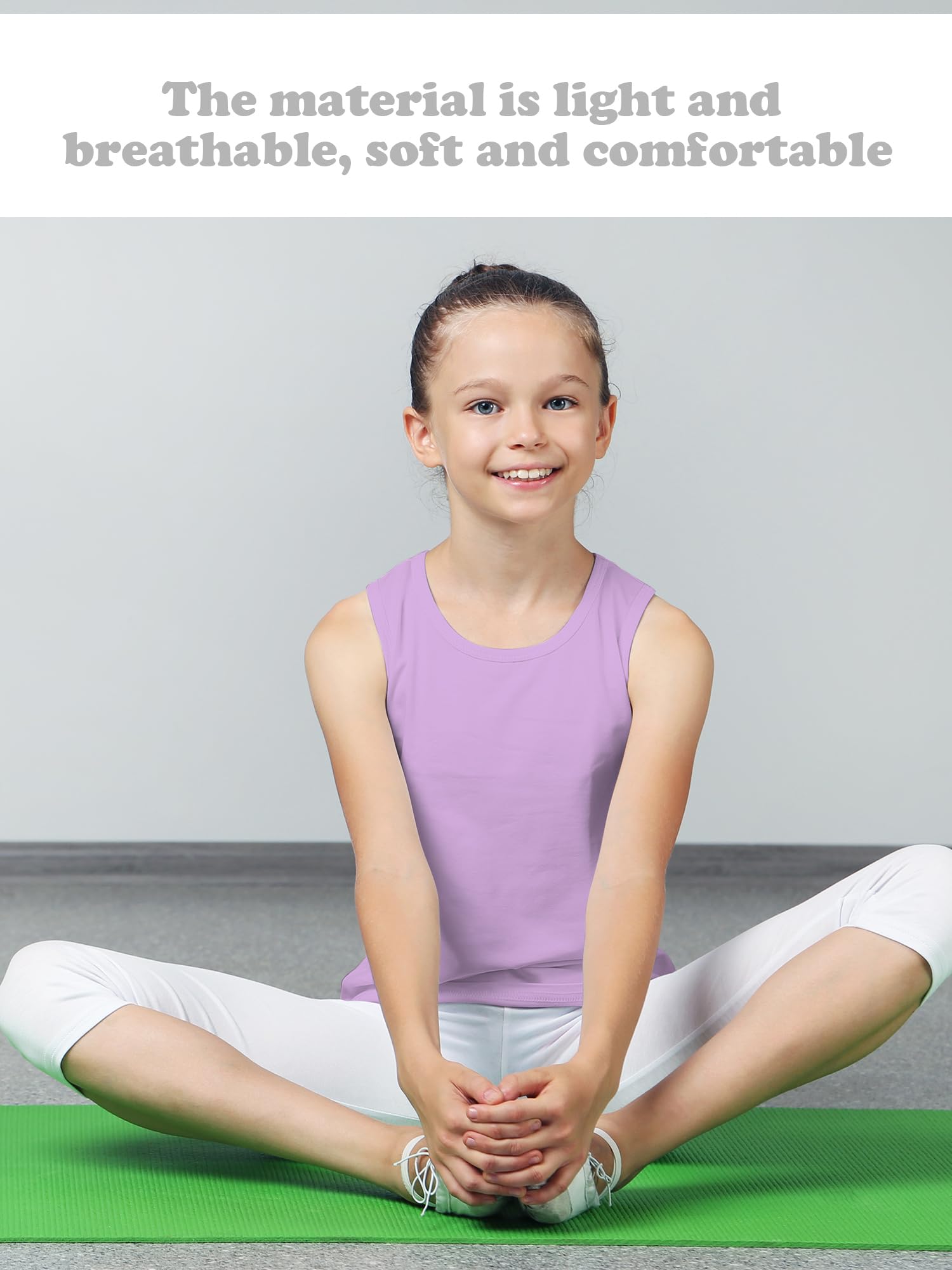 SATINIOR 4 Pack Girls Dance Tank Tops - Racerback Crop Tops Sleeveless Athletic Shirts for Dance, Gymnastics & Yoga - Breathable Workout Tops for Kids & Teens (Perfect for Dance Class, Gym Training & Performance Costumes)