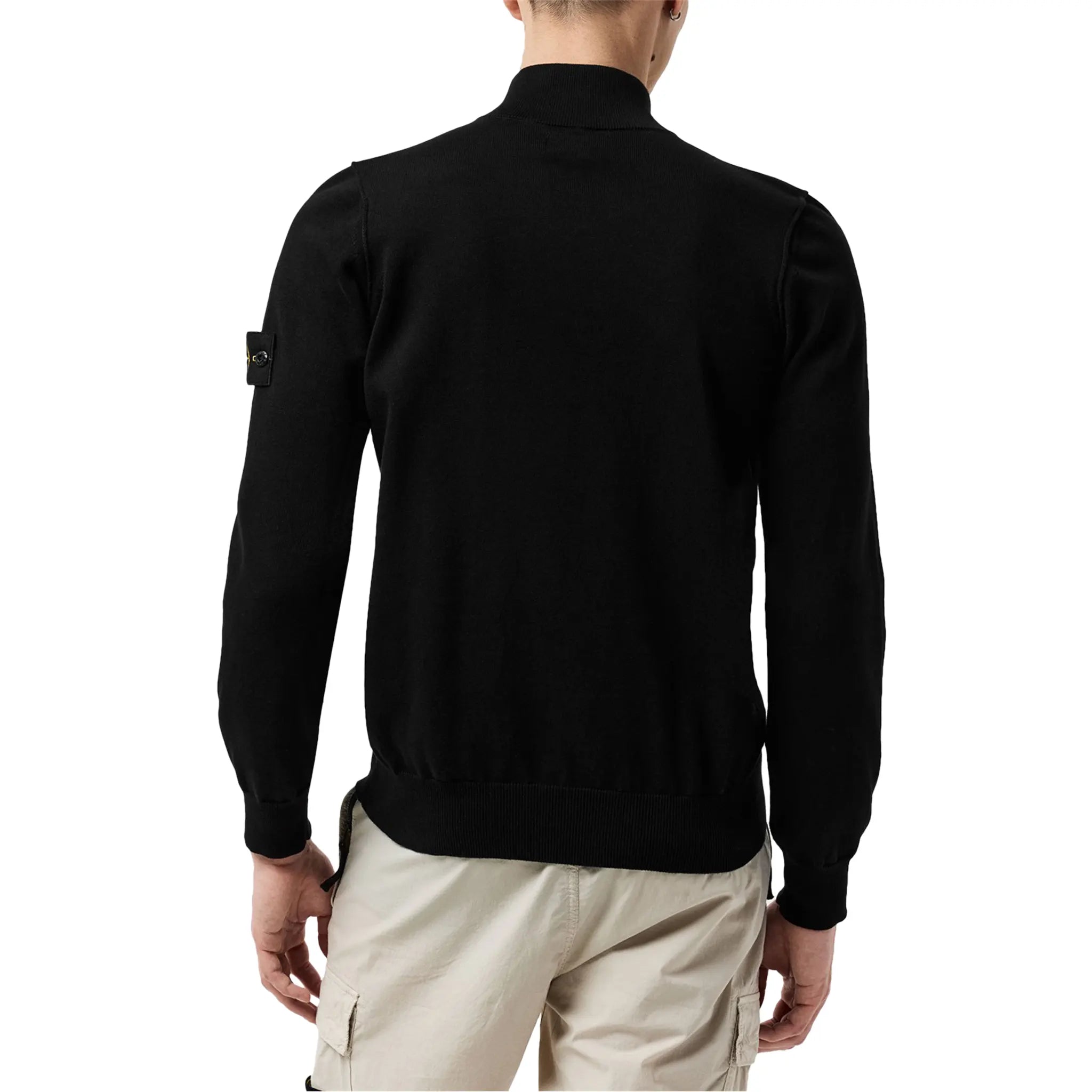 Stone Island Men's Quarter Zip Black Knit Sweatshirt | Lightweight Pullover for Casual Wear & Outdoor Activities