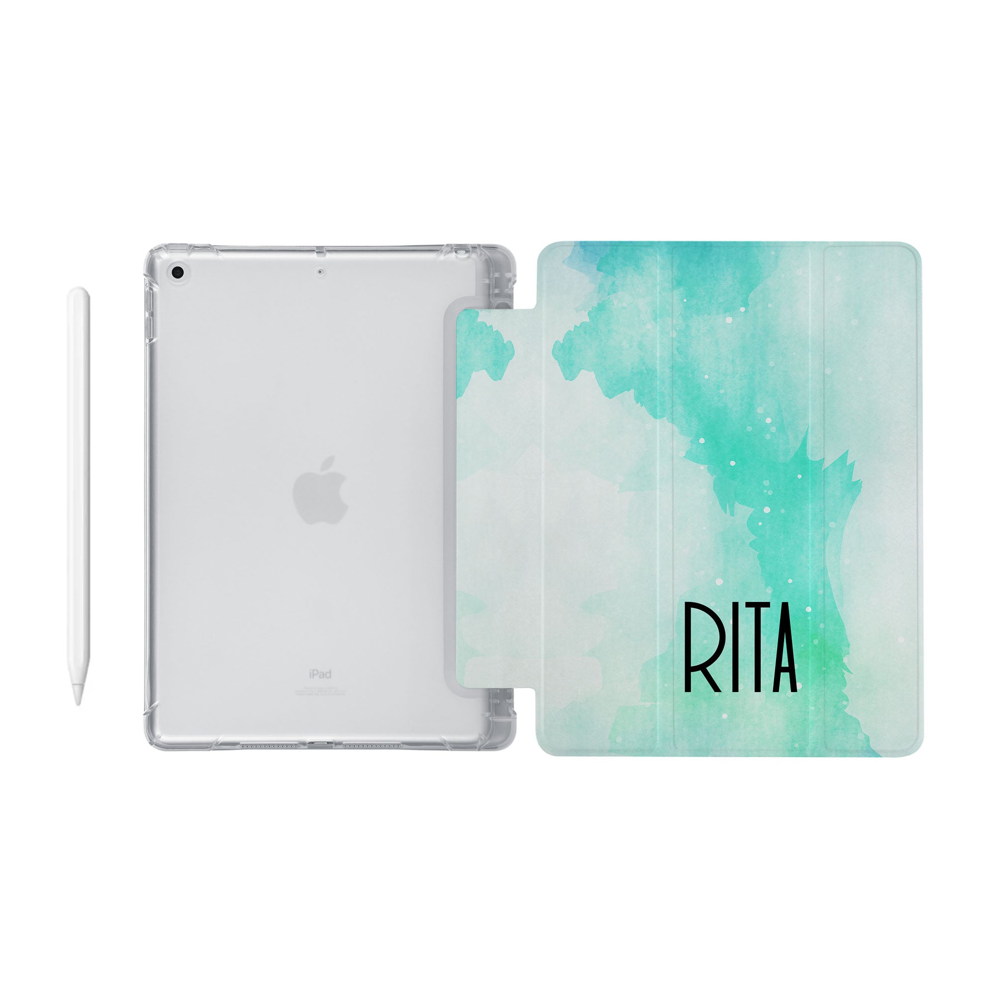 Premium iPad See-Through Case with Abstract Watercolor Splash Design - Slim Protective Cover for iPad Air/Pro, Perfect for Work, School & Travel