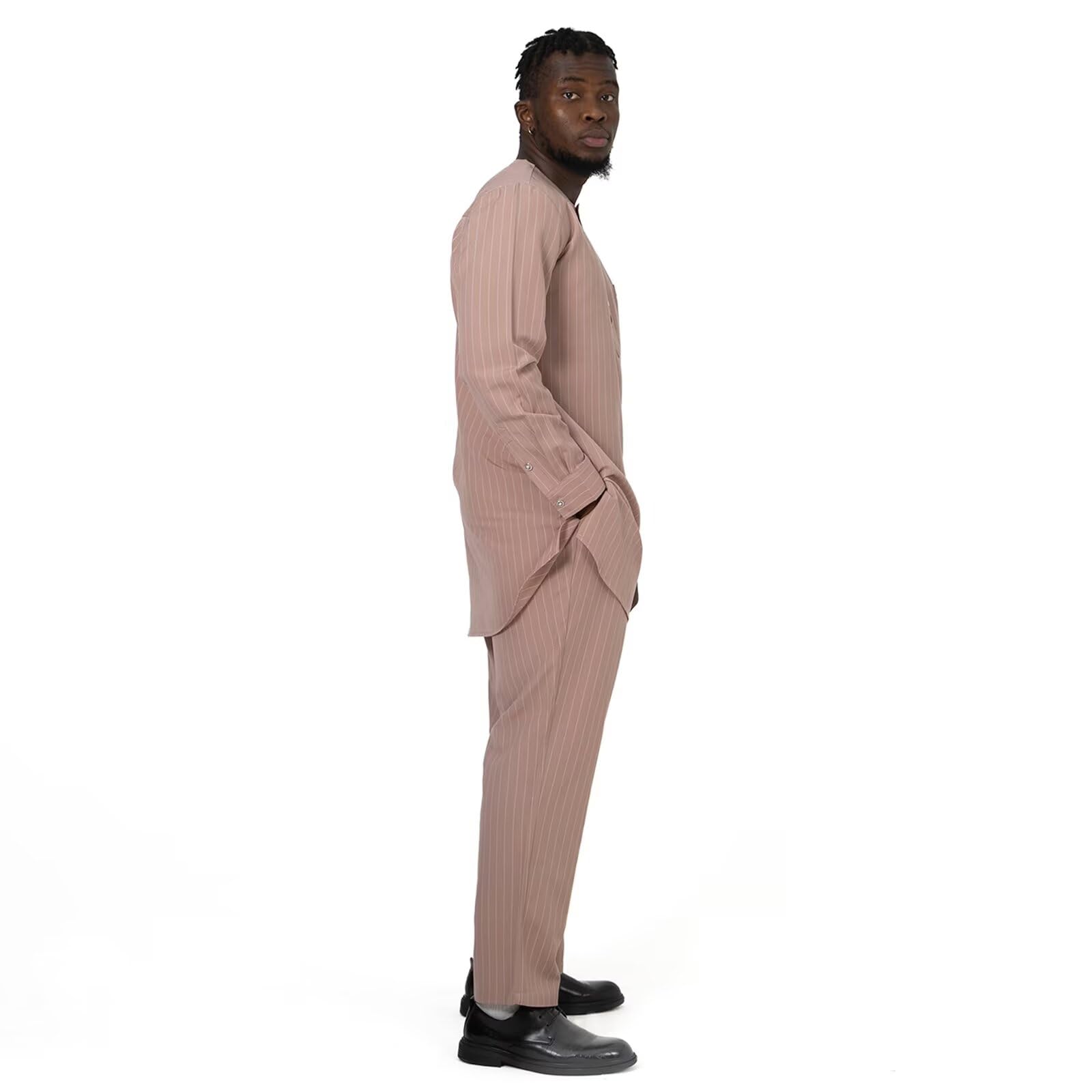 African Men's Suit - Traditional Stripe Blazer & Pants 2-Piece Set | Business Formal Attire for Wedding, Party & Evening Events | Perfect for Cultural Celebrations, Office Wear & Special Occasions
