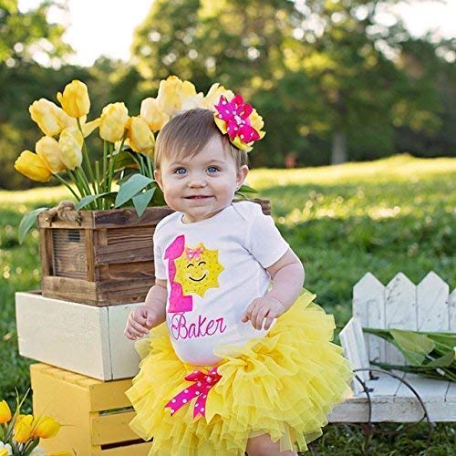 You Are My Sunshine First Birthday Outfit for Baby Girl - Yellow Tutu Dress & Cake Smash Bodysuit | Perfect 1st Birthday Gift & Photo Shoot Outfit