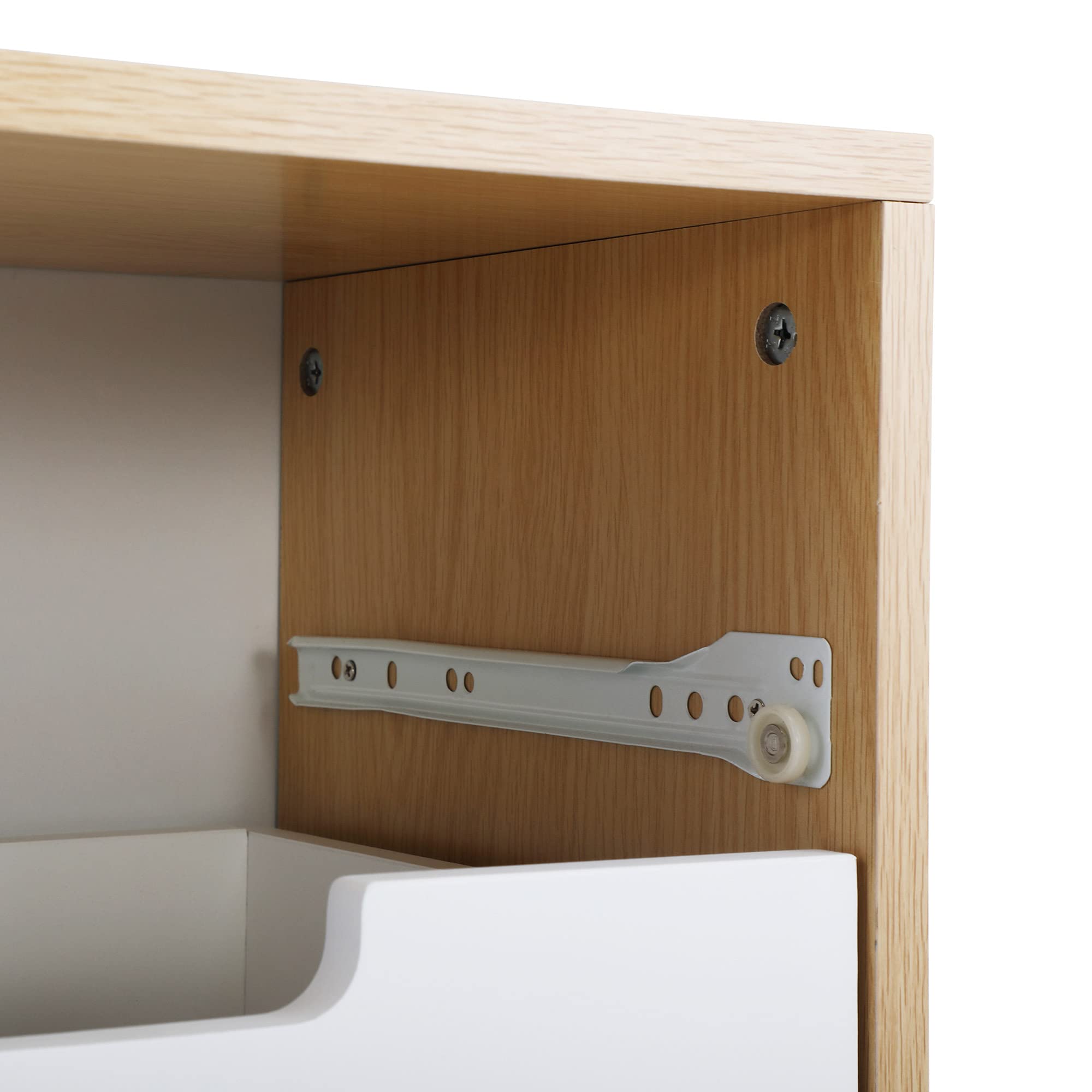 Mid-Century Modern Nightstand Set of 2 - Wooden Bedside Tables with 2 Drawers - Solid Wood End Tables for Bedroom, Living Room & Office - Perfect for Small Spaces & Apartment Decor (A Wood)