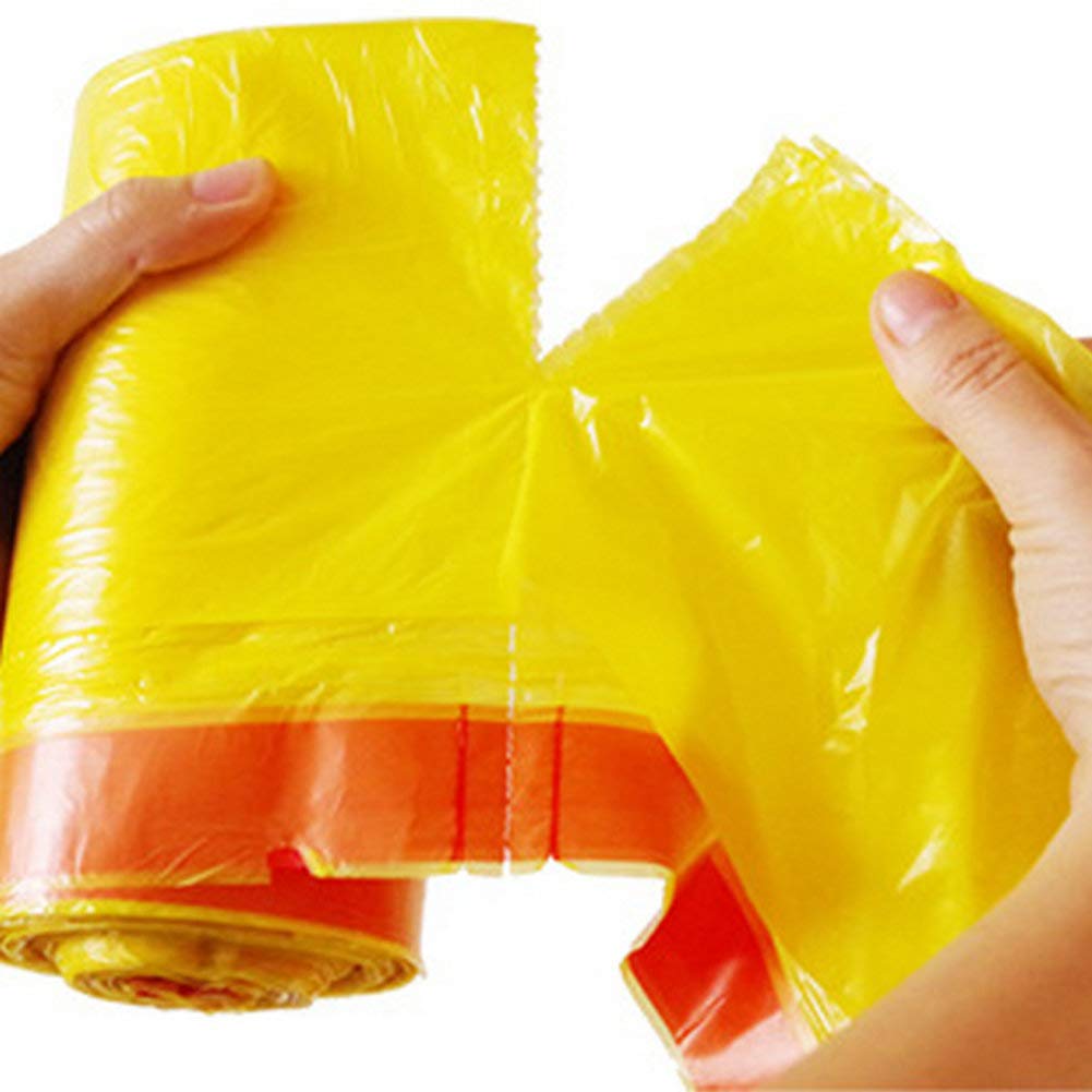Fangkun 4 Gallon (15 Liter) Small Trash Bags - 90 Count Yellow Drawstring Garbage Bags for Bathroom, Bedroom, Office & Kitchen | Durable Plastic Wastebasket Liners | Perfect for Small Trash Cans, Diaper Pails & Recycling Bins