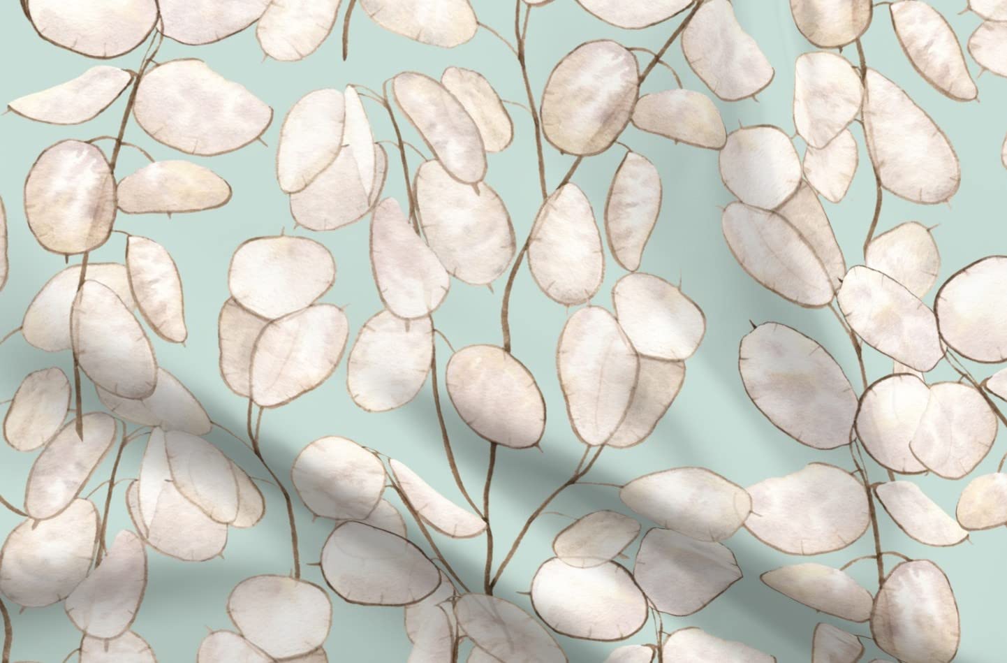 Spring Garden Pale Blue Neutral Botanical Printed Chiffon Fabric by The Yard - Elegant Earth Tone Floral Design for Sewing Dresses, Fashion Apparel & Home Decor | Perfect for DIY Projects, Curtains, and Boho Chic Decorations