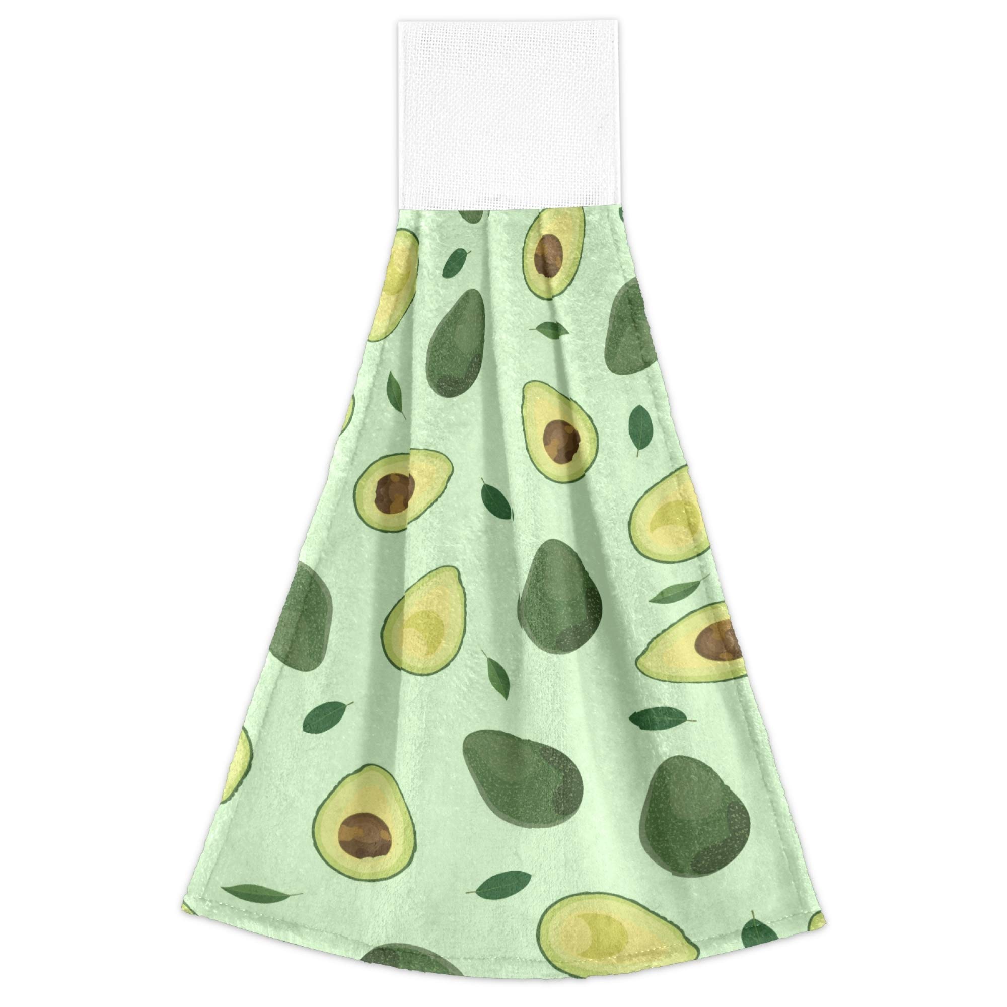 ASLSIY Spring Avocado Hanging Kitchen Towels - Set of 2 Fast Drying Dish Cloths, Tea Towels for Bathroom, Tabletop & Gym - Perfect for Home Decor, Summer Hand Towels & Kitchen Use