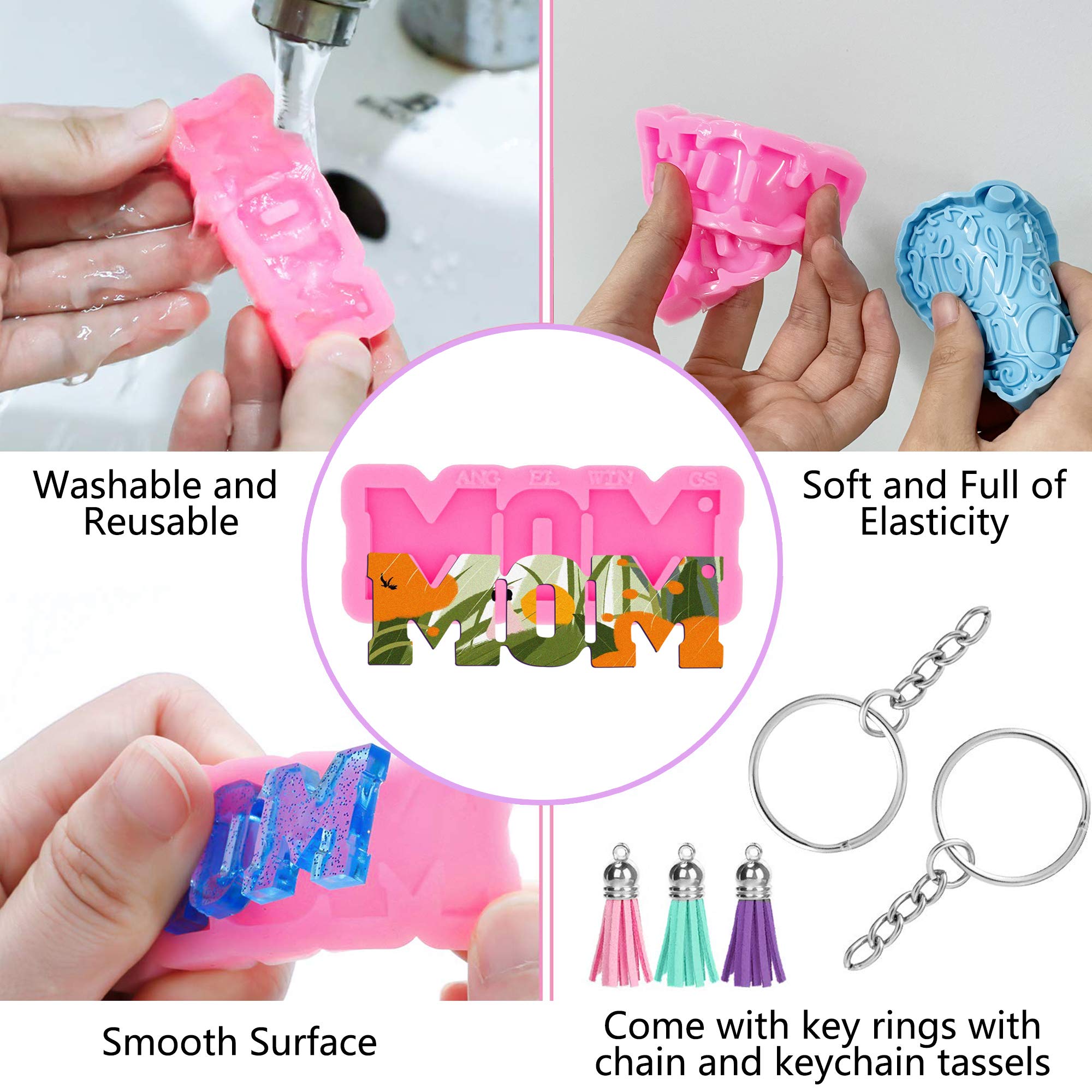 DIY Resin Keychain Molds Set of 3 - Heart Shape Silicone Molds with 