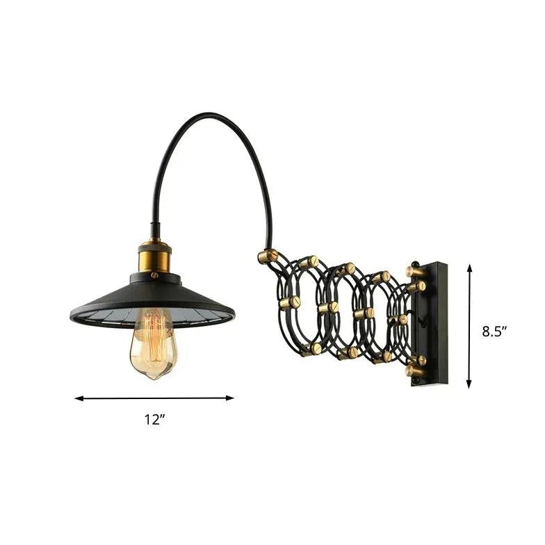 Industrial Black Extendable Wall Light - Adjustable Swing Arm Sconce for Bedroom, Living Room, and Office Lighting