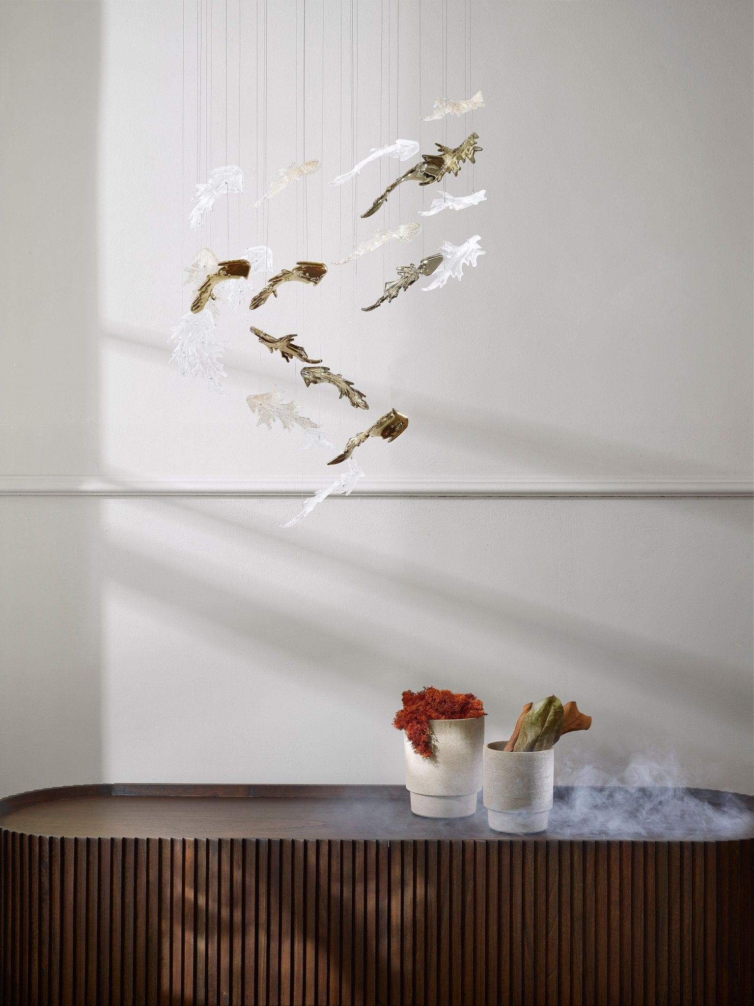 Nectar Leaves Chandelier - Elegant Botanical Crystal Ceiling Light Fixture for Dining Room, Bedroom, or Living Room Decor