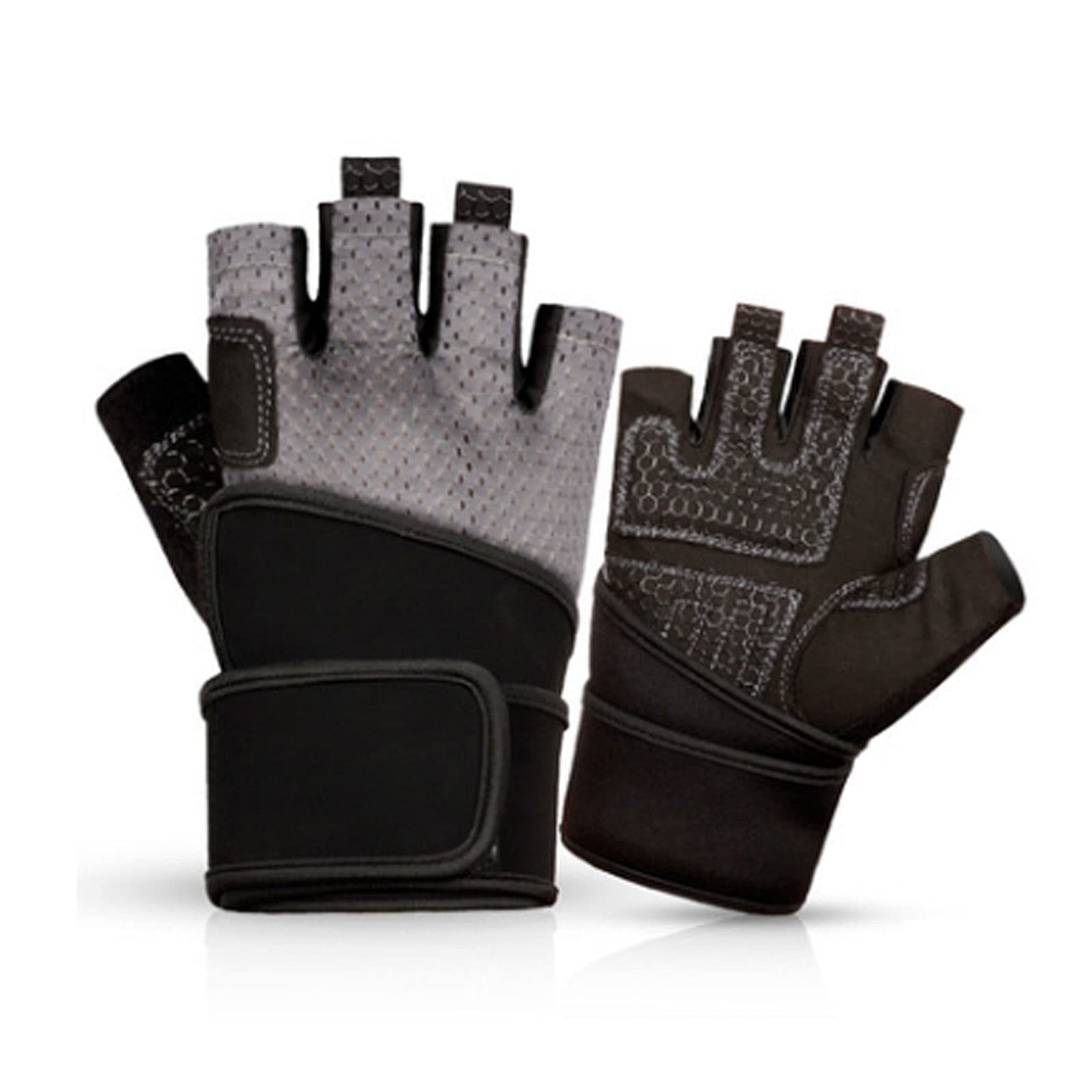 Breathable Half Finger Cycling Gloves for Men & Women - Non-Slip Weightlifting & Cross Training Gloves with Wrist Support | Washable Leather Sports Mittens for Biking, Gym Workouts & Outdoor Fitness Activities