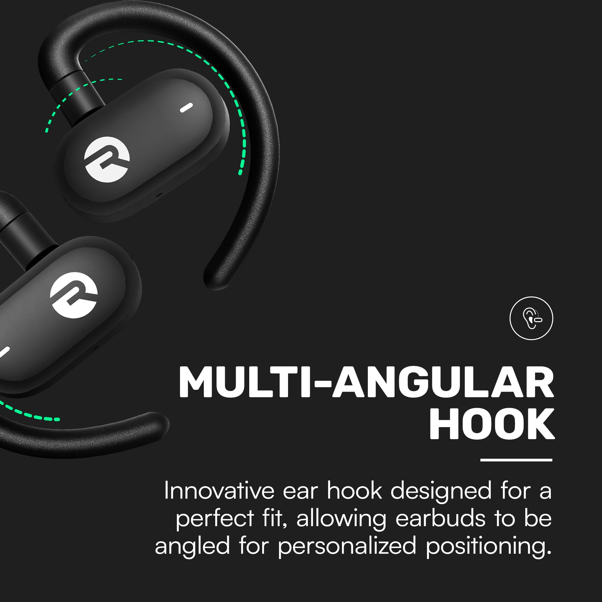 Raycon Open Earbuds - True Wireless Bluetooth Headphones with Hook Design, IPX5 Water Resistant, 40H Battery Life for Running, Cycling & Outdoor Sports (Blue)